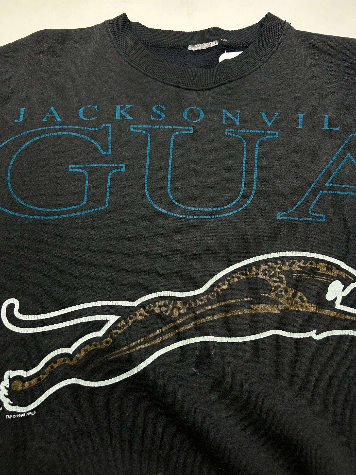 Vintage 1993 Jacksonville Jaguar Arm Spell Out NFL Banned Logo Sweatshirt Size XL