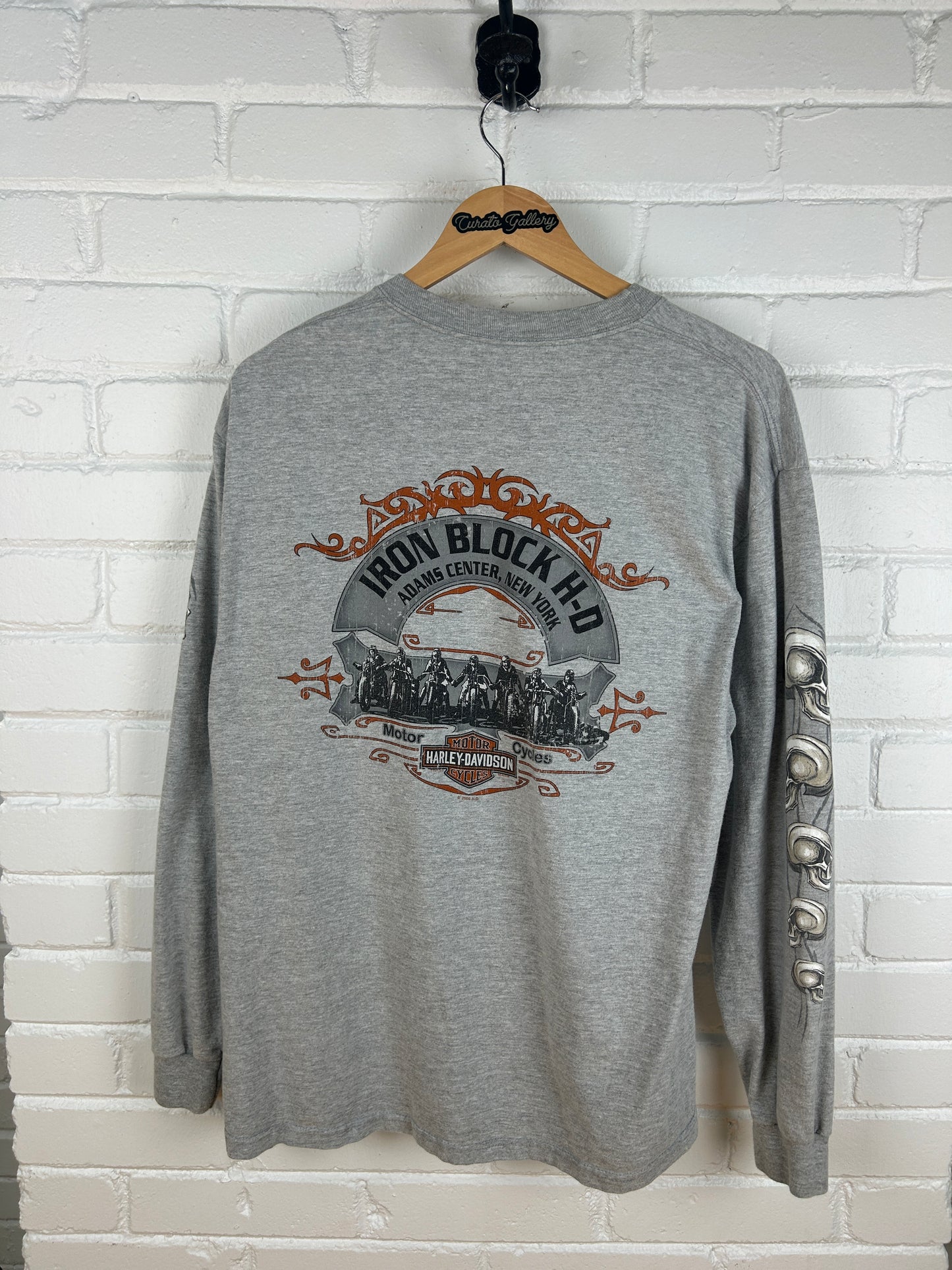 2006 Harley Davidson Motorcycles New York Skulls Long Sleeve T Shirt Size L