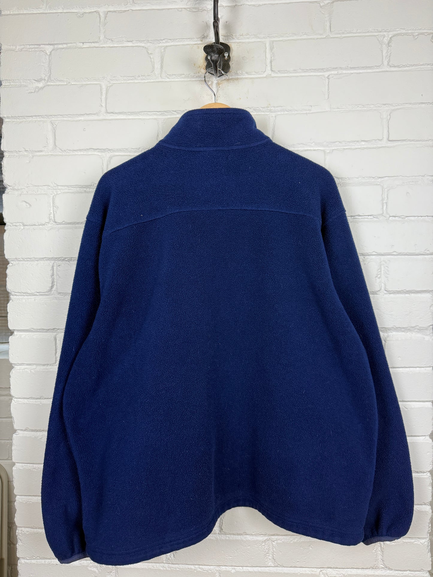 Vintage LL Bean Embroidered Spell Out Full Zip Fleece Sweater Size XXL Navy Blue