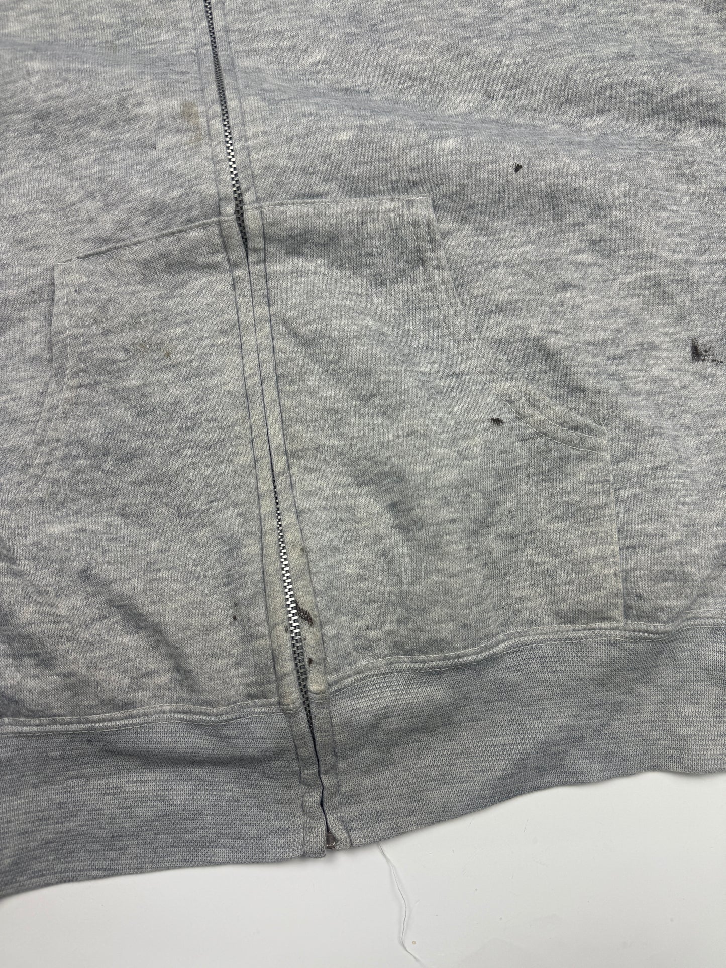 Vintage 80s Blank Heather Gray Cropped Boxy Hooded Sweatshirt Size L