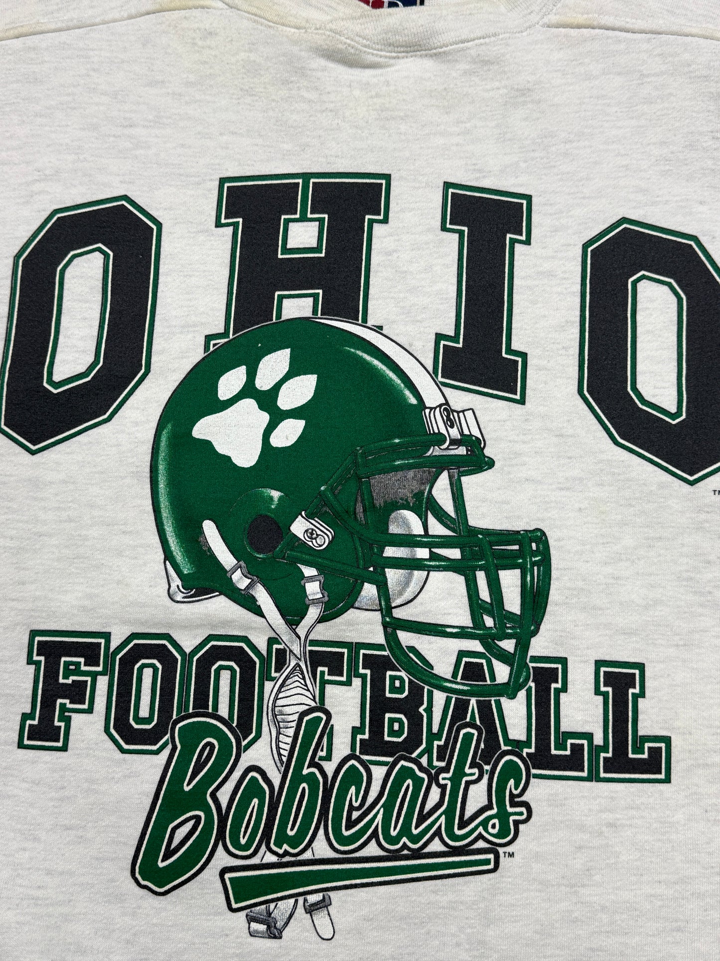 Vintage 90s Ohio University Bobcats Football Helmet Collegiate Crewneck Sweatshirt XXL
