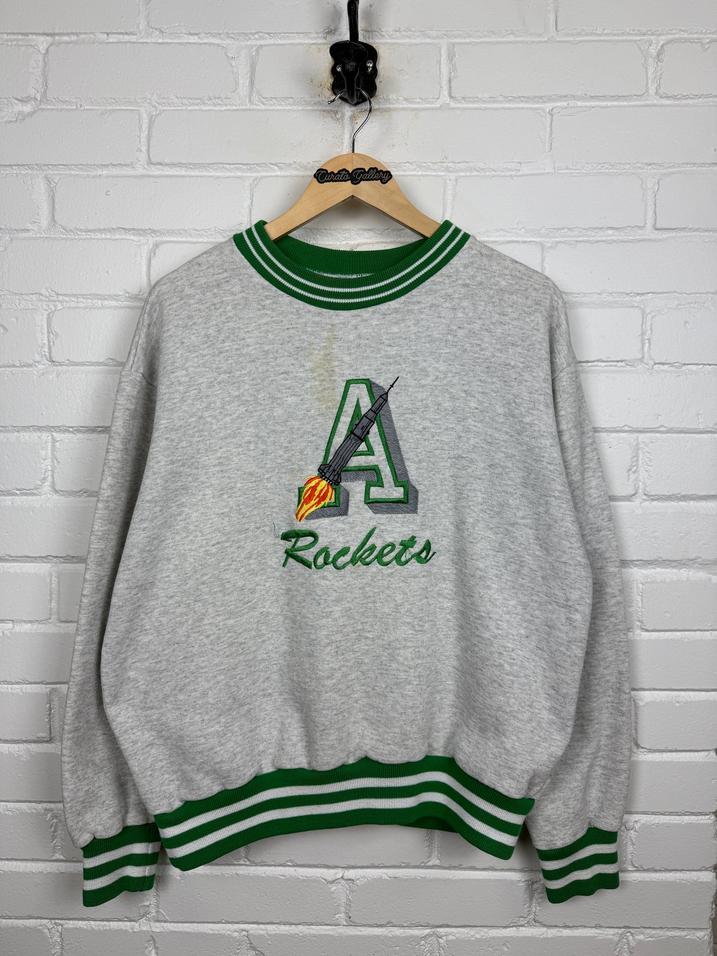 Vintage 90s A Rockets Spaceship Embroidered Sweatshirt Size L