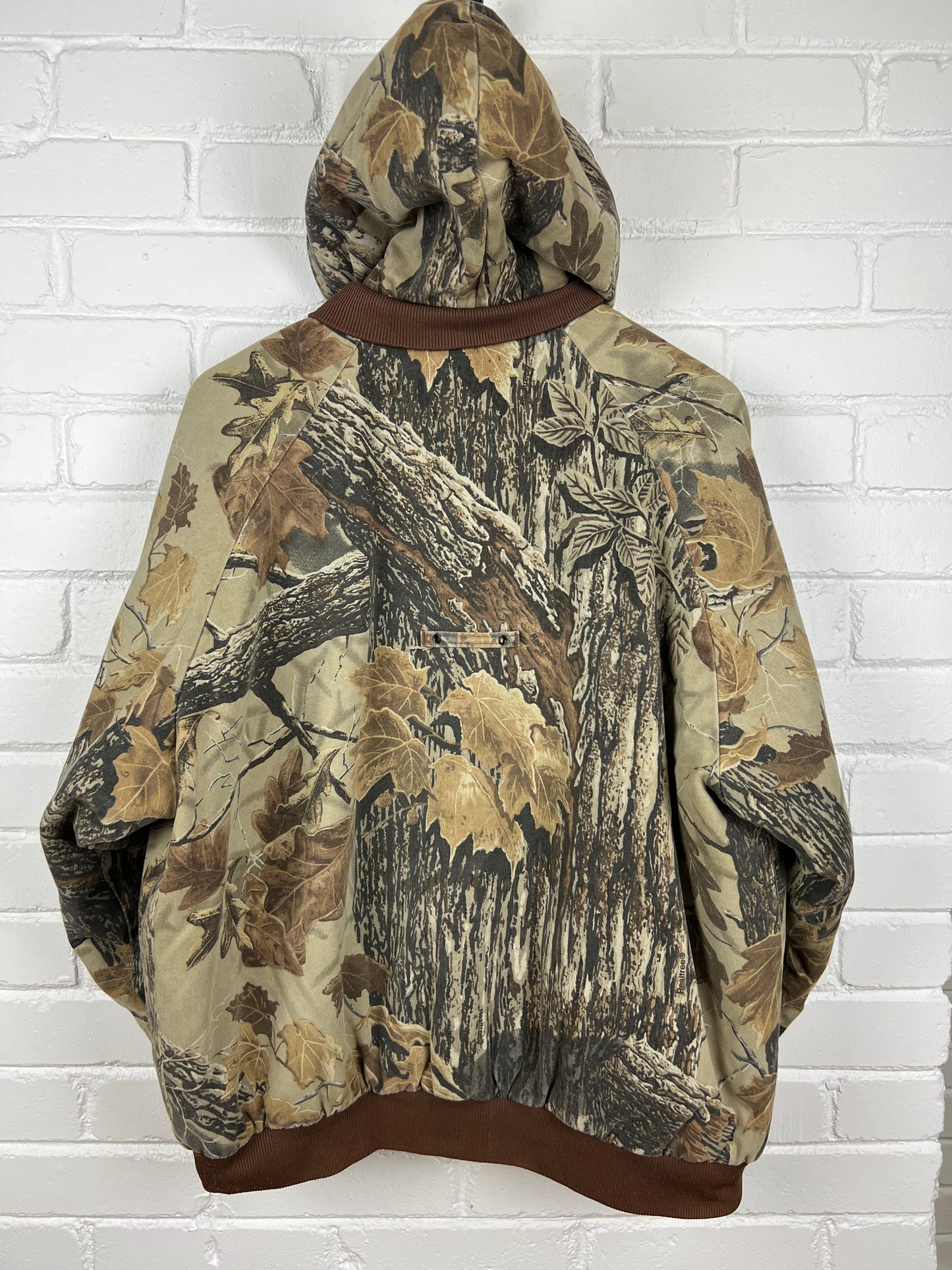 Vintage 90s Duxbak Real Tree Camo Quilted Lined Insulated Hooded Bomber Jacket Size XL