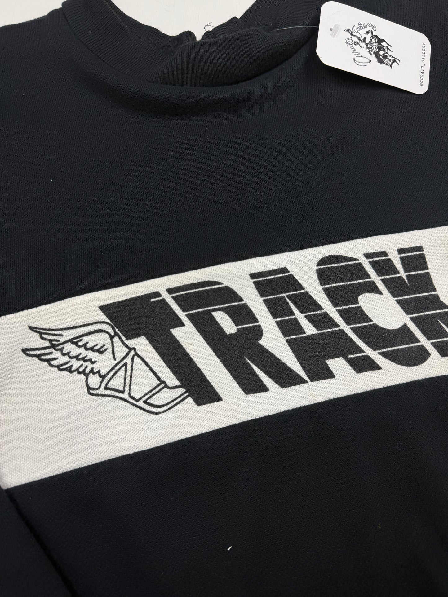 Vintage 80s/90s Track Wing Foot Spell Out Graphic Two Tone Crewneck Sweatshirt Size XL