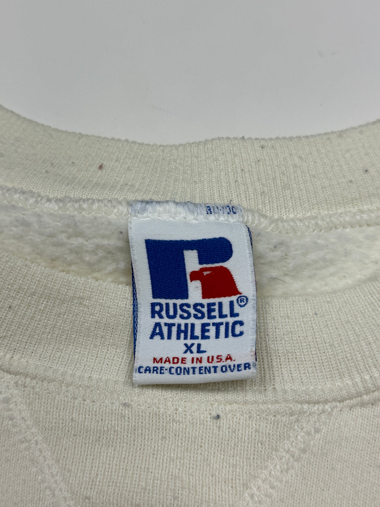 Vintage 90s Iowa Embroidered Paisley Spell Out Russel Athletic Crewneck Sweatshirt Size XL
