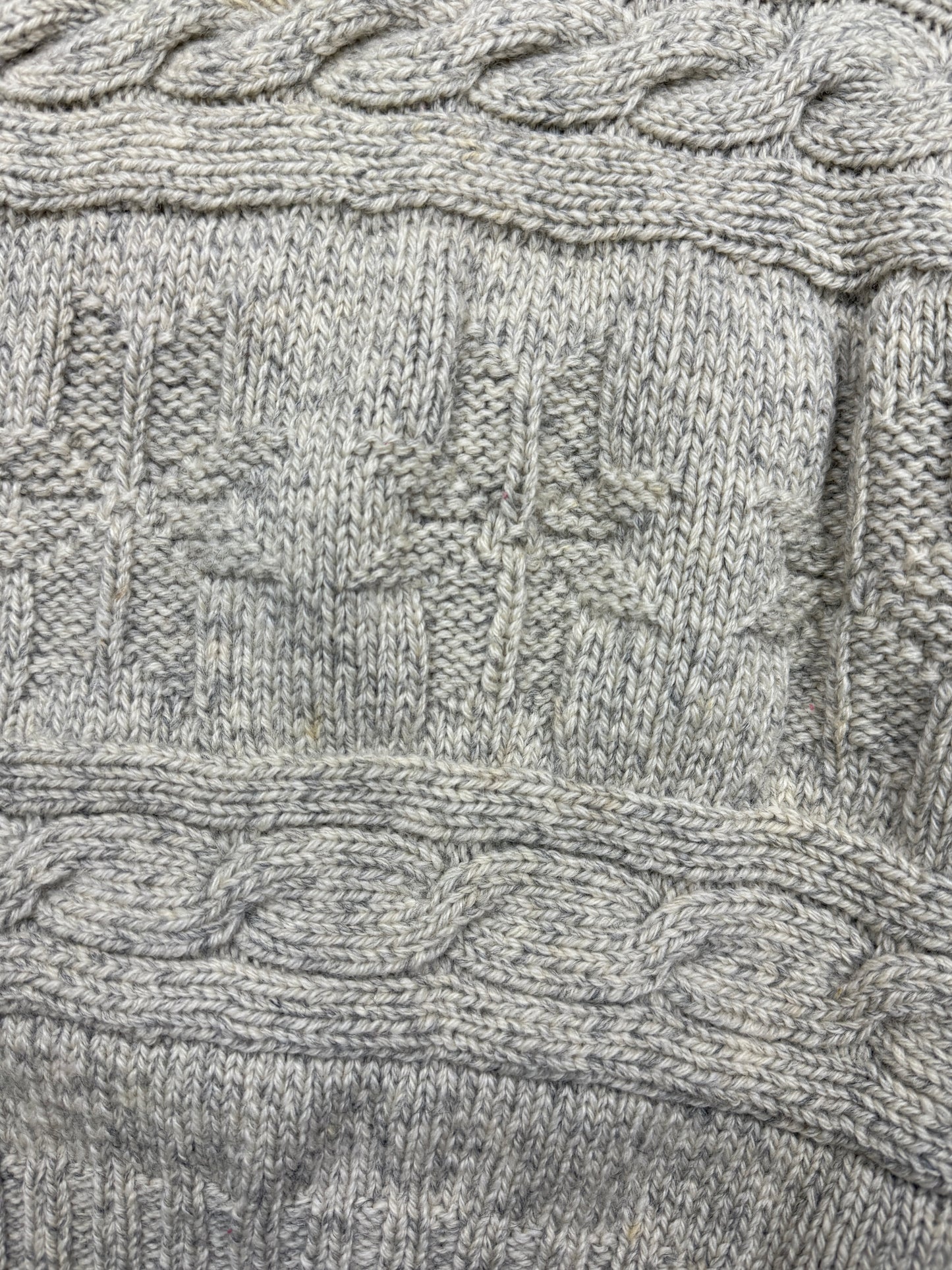 Vintage 90s Polo Ralph Lauren Reindeer Snowflake Wool Hand Knit Cable Sweater Size XL