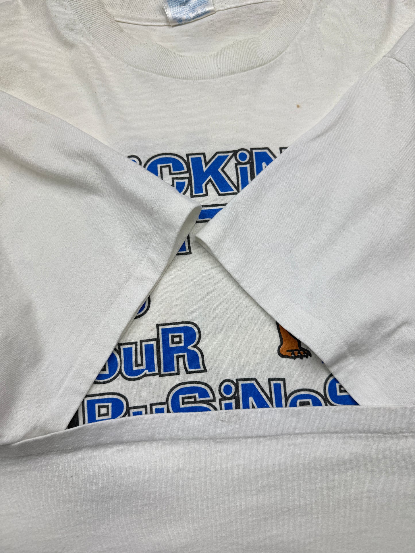 Vintage 90s Kentucky Wildcats Basketball NCAA Kickin Butt Is Our Business T Shirt Size XXL