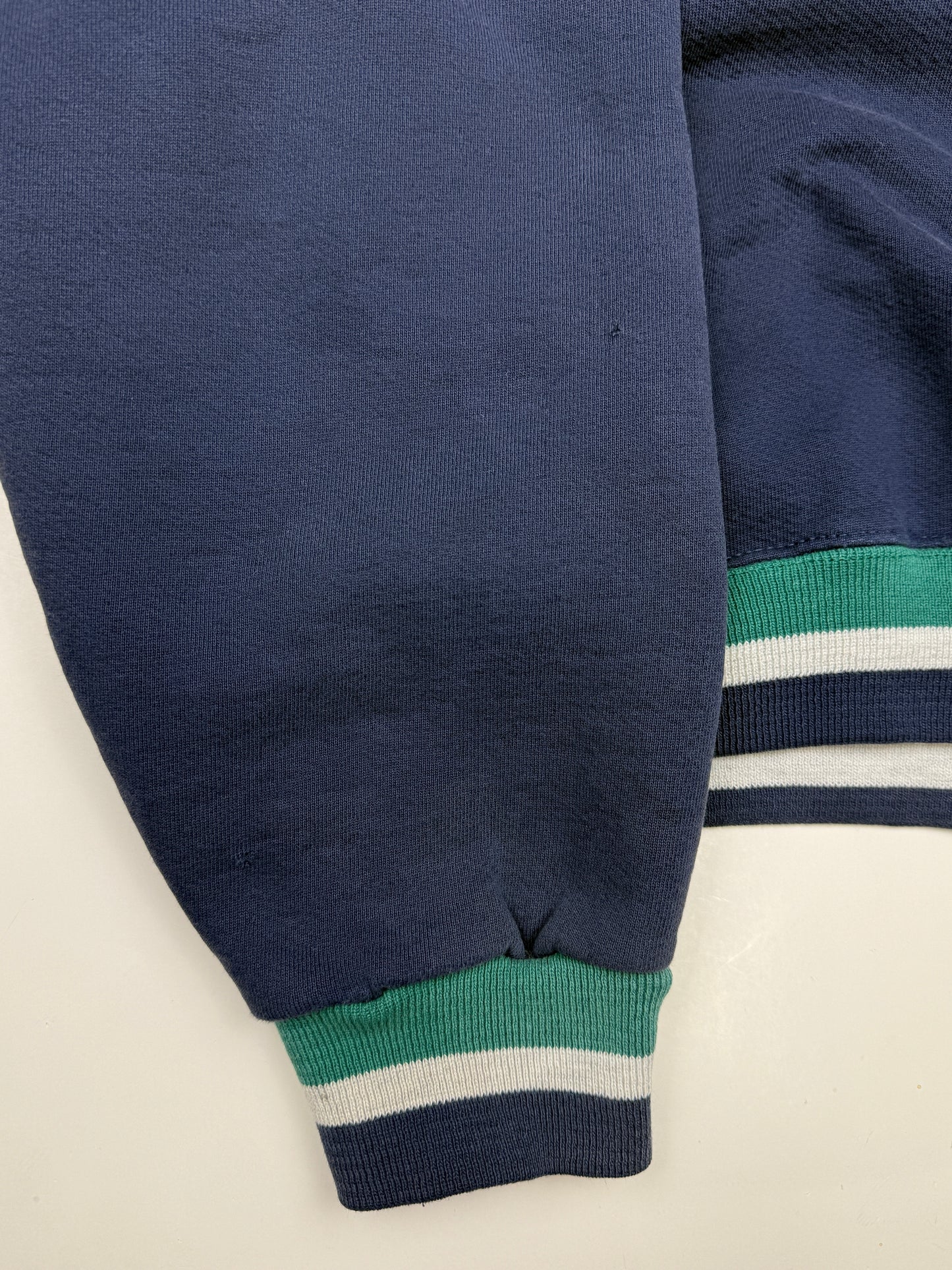 Vintage 90s Blank Striped Cuffs Navy Blue Crewneck Sweatshirt Size XL