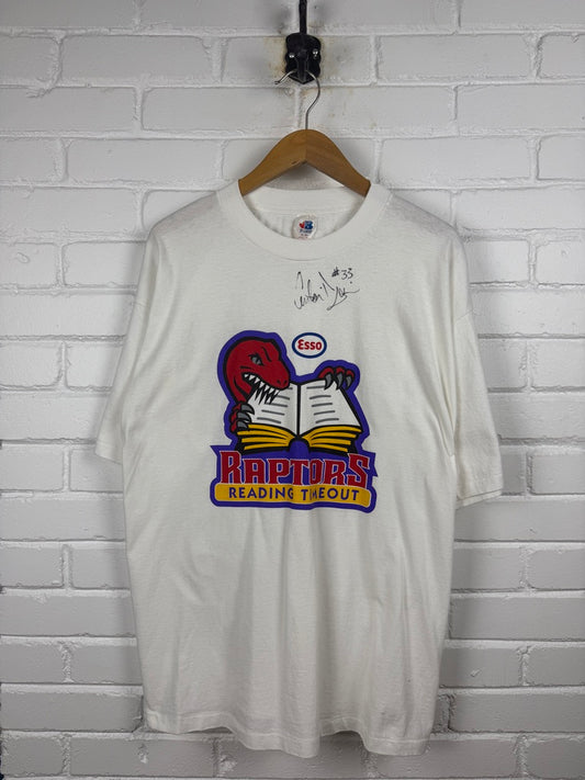 Vintage 90s Toronto Raptos Reading Time Out Basketball T Shirt Size XL