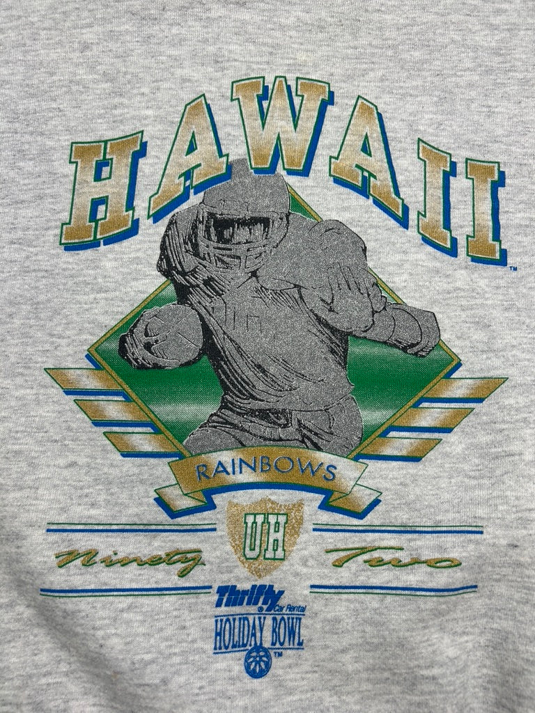 Vintage 1992 Hawaii Rainbows Holiday Bowl NCAA Football Collegiate Sweatshirt Size L 90s