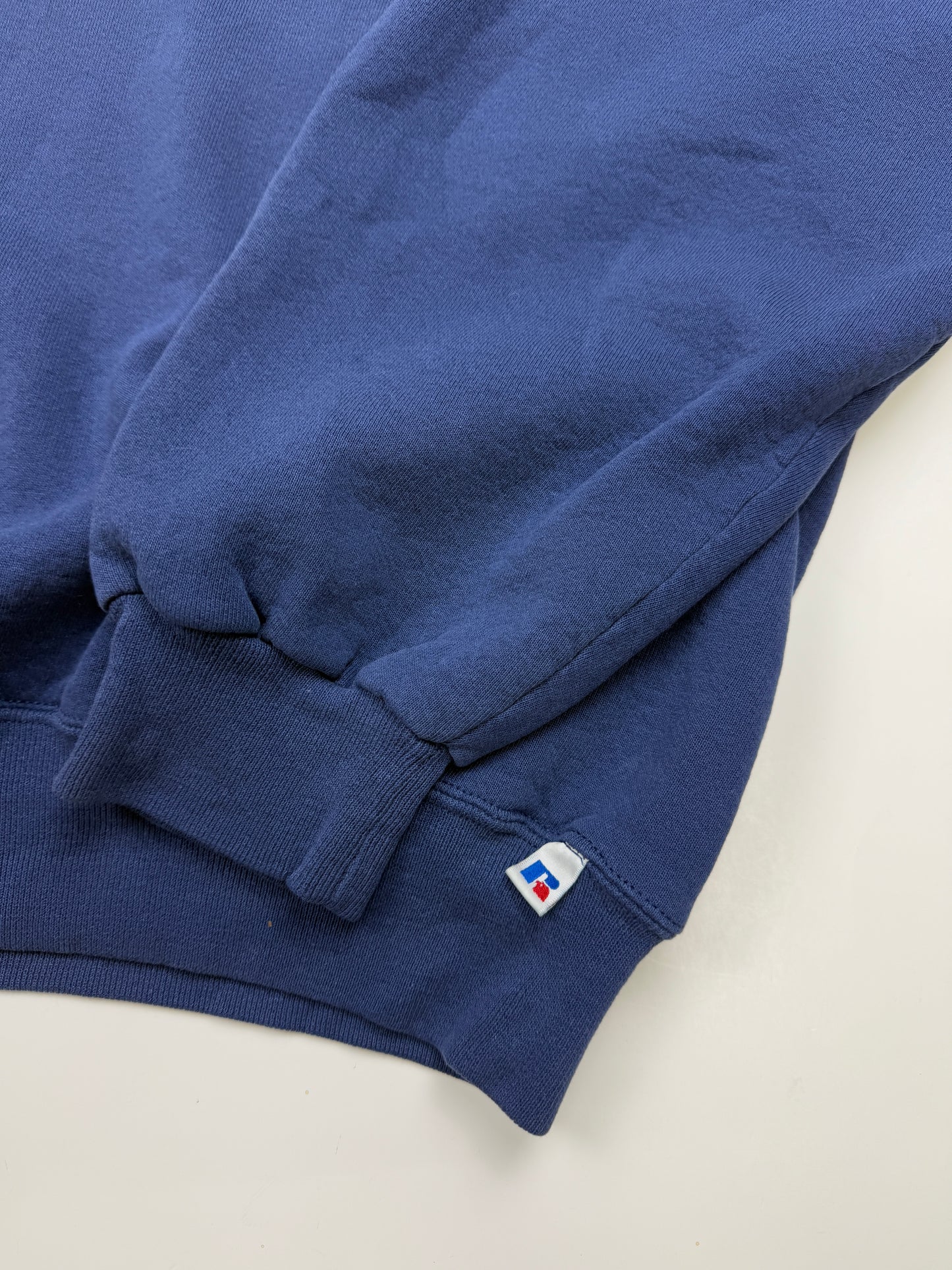 Vintage Russell Athletic Cropped Boxy Fit Blank Crewneck Sweatshirt Size XXL Faded Blue