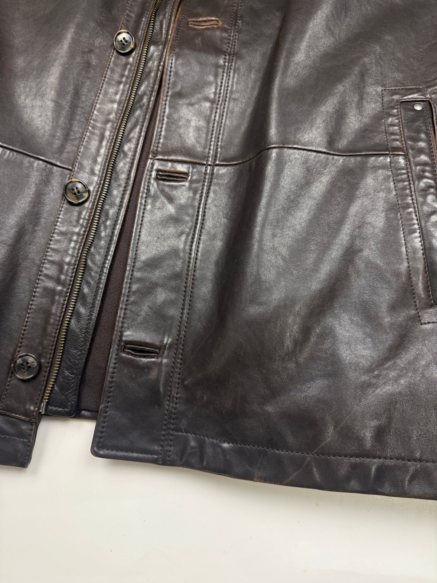 Vintage Danier Leather Insulated Long Full Zip Button Up Long Trench Leather Jacket Size XLT