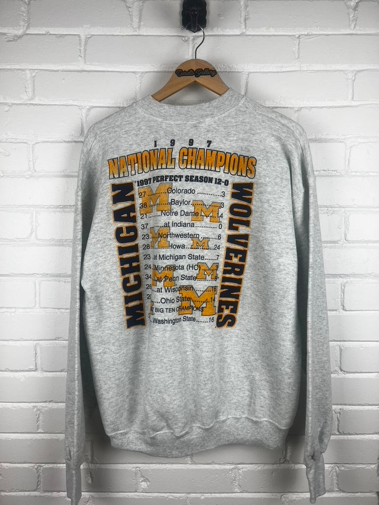 Vintage 1997 Michigan Wolverines Big 10 Champs Heisman Trophy Winner Sweatshirt Size L 90s
