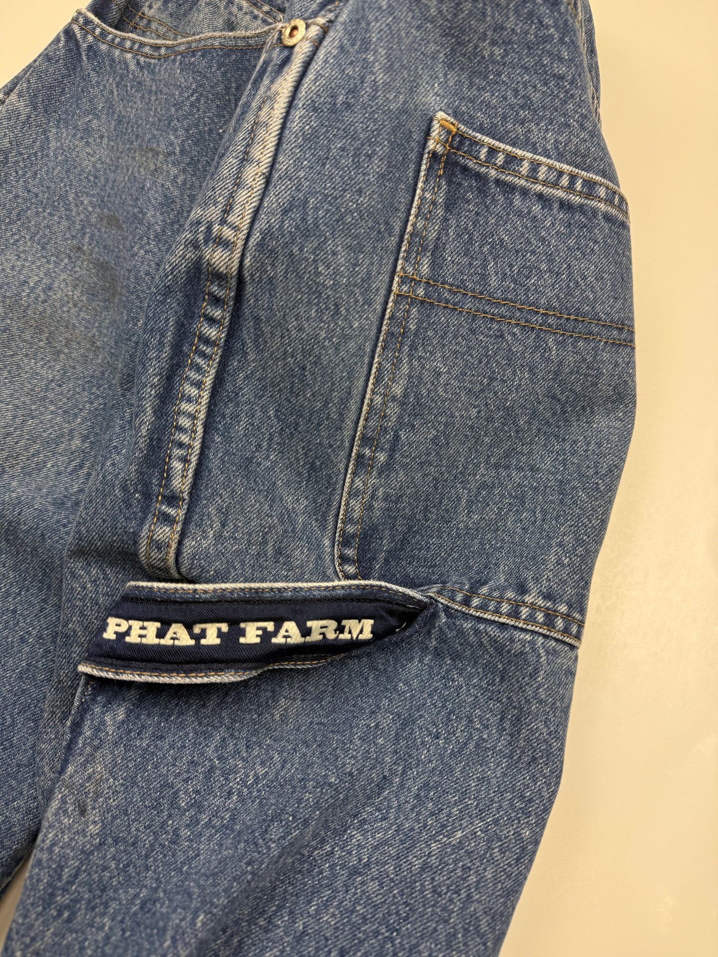 Vintage Y2K Phat Farm Carpenter Style Faded Stonewash Denim Jeans Size 30W