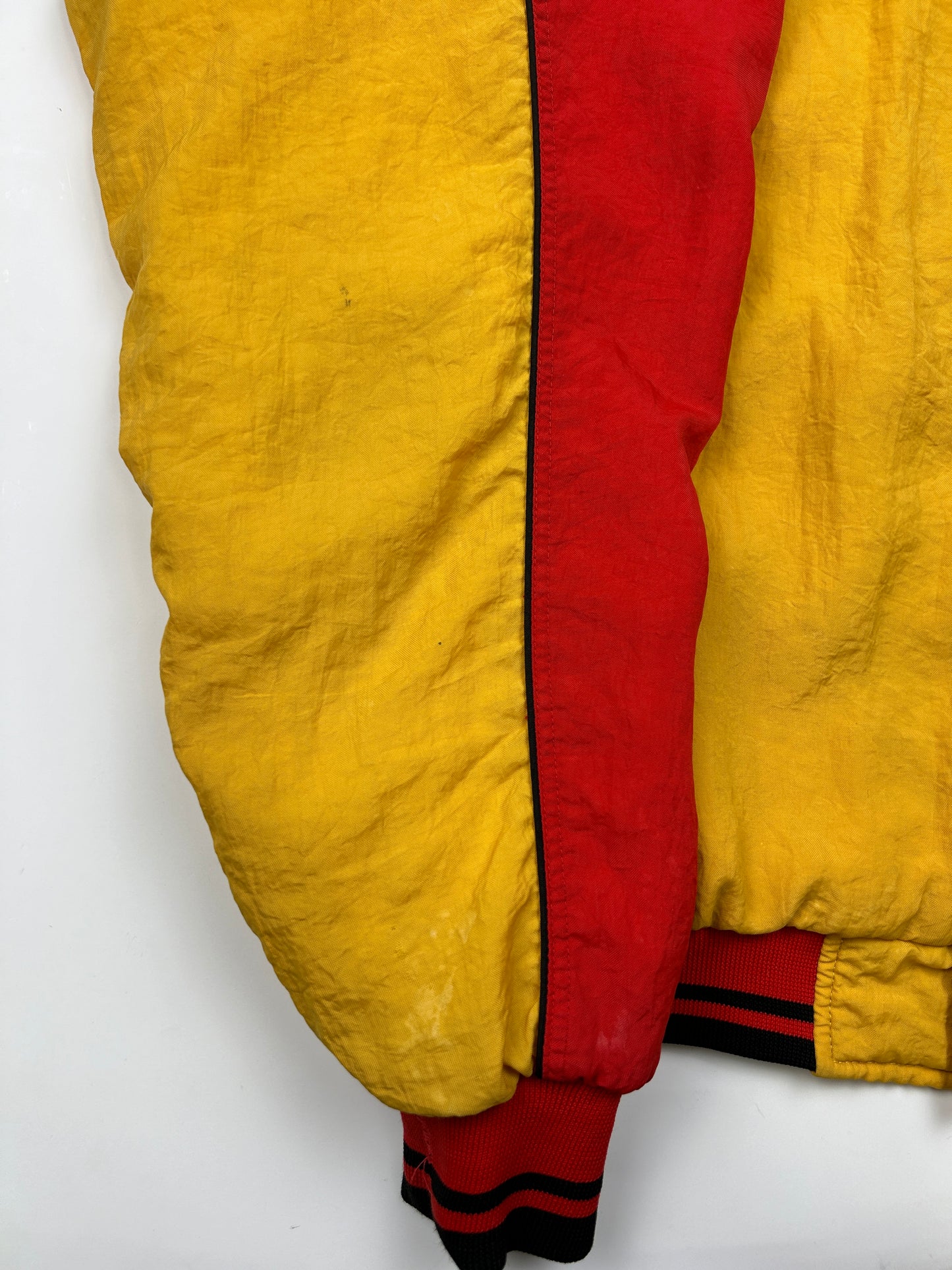 Vintage 80s Adidas Endurance Gurantee Tre Foil Two Tone Insulated Bomber Jacket Size XL