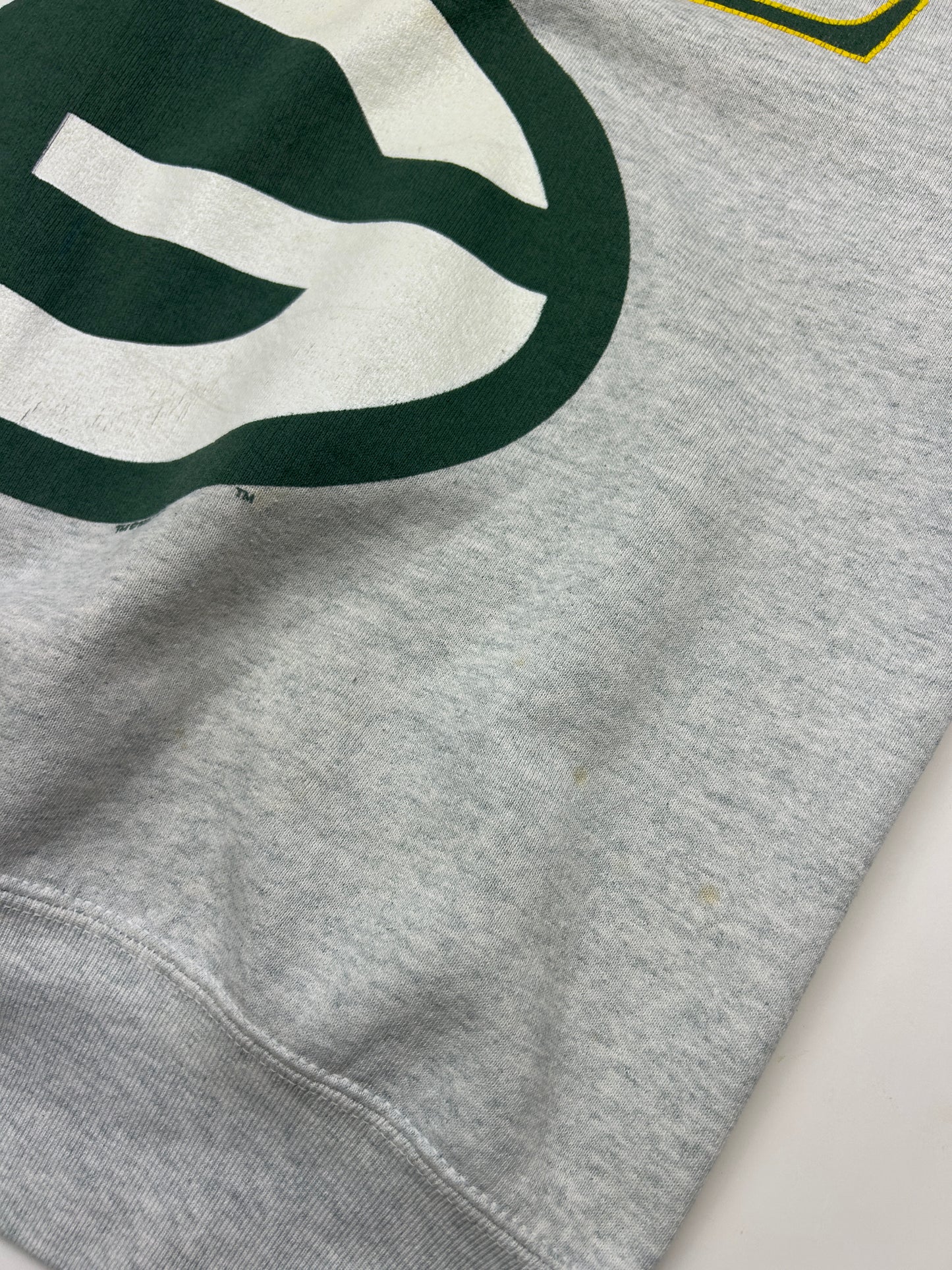 Vintage 1992 Green Bay Packers NFL Arm Spell Out Big Graphic Sweatshirt XL