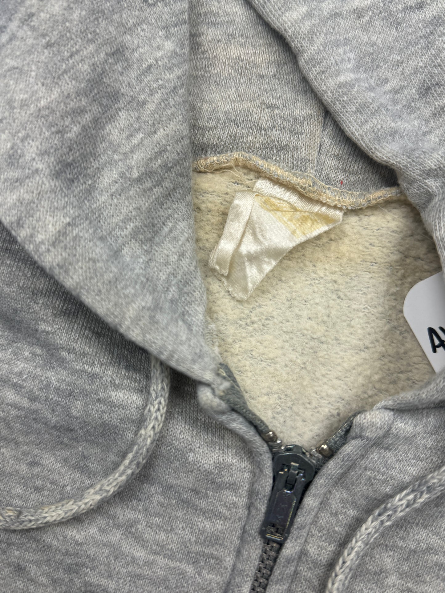 Vintage 80s Blank Heather Gray Cropped Boxy Hooded Sweatshirt Size L