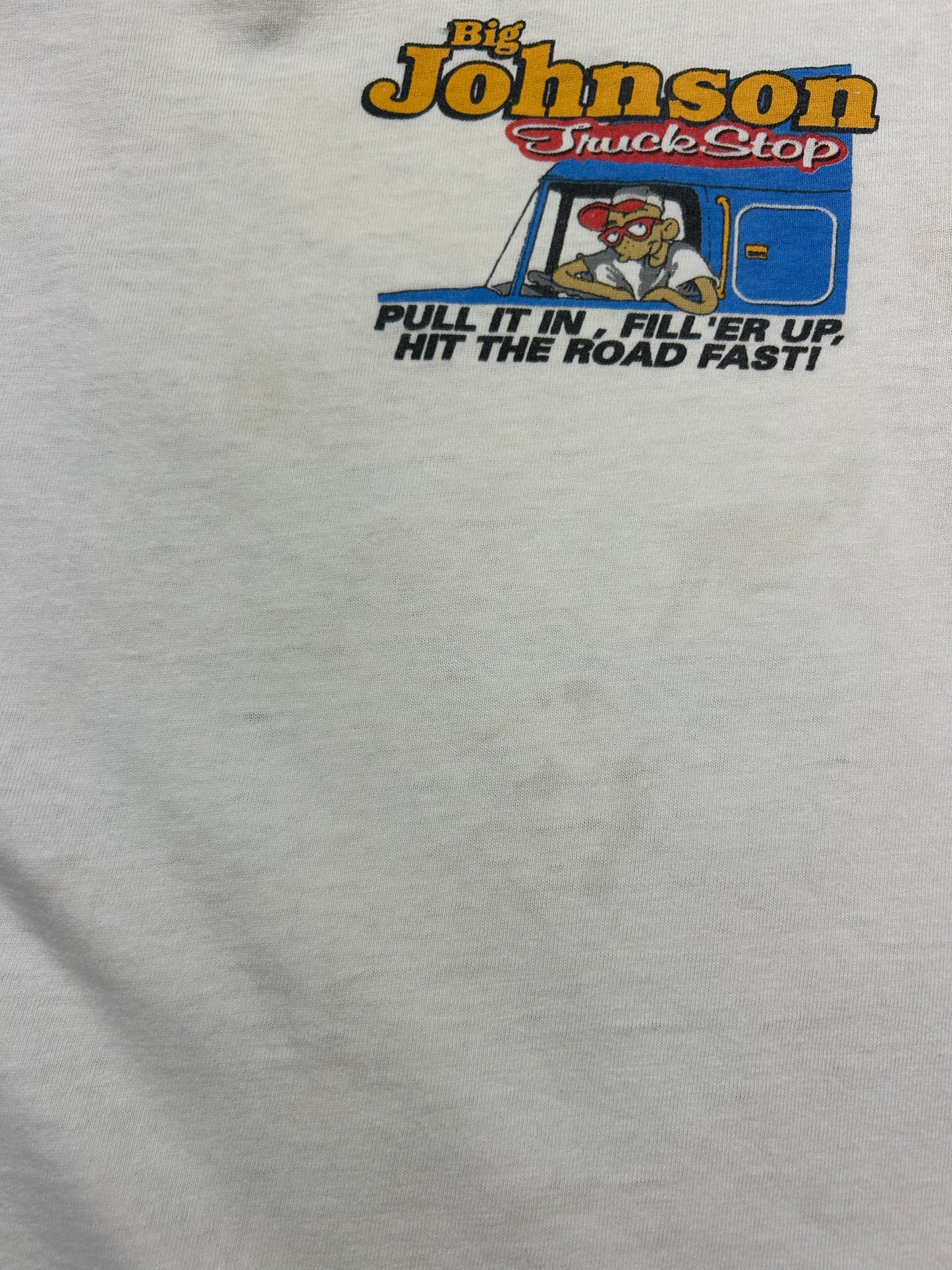 Vintage 90s Big Johnson Truck Stop Pull It In Fill'er Up T Shirt Size M