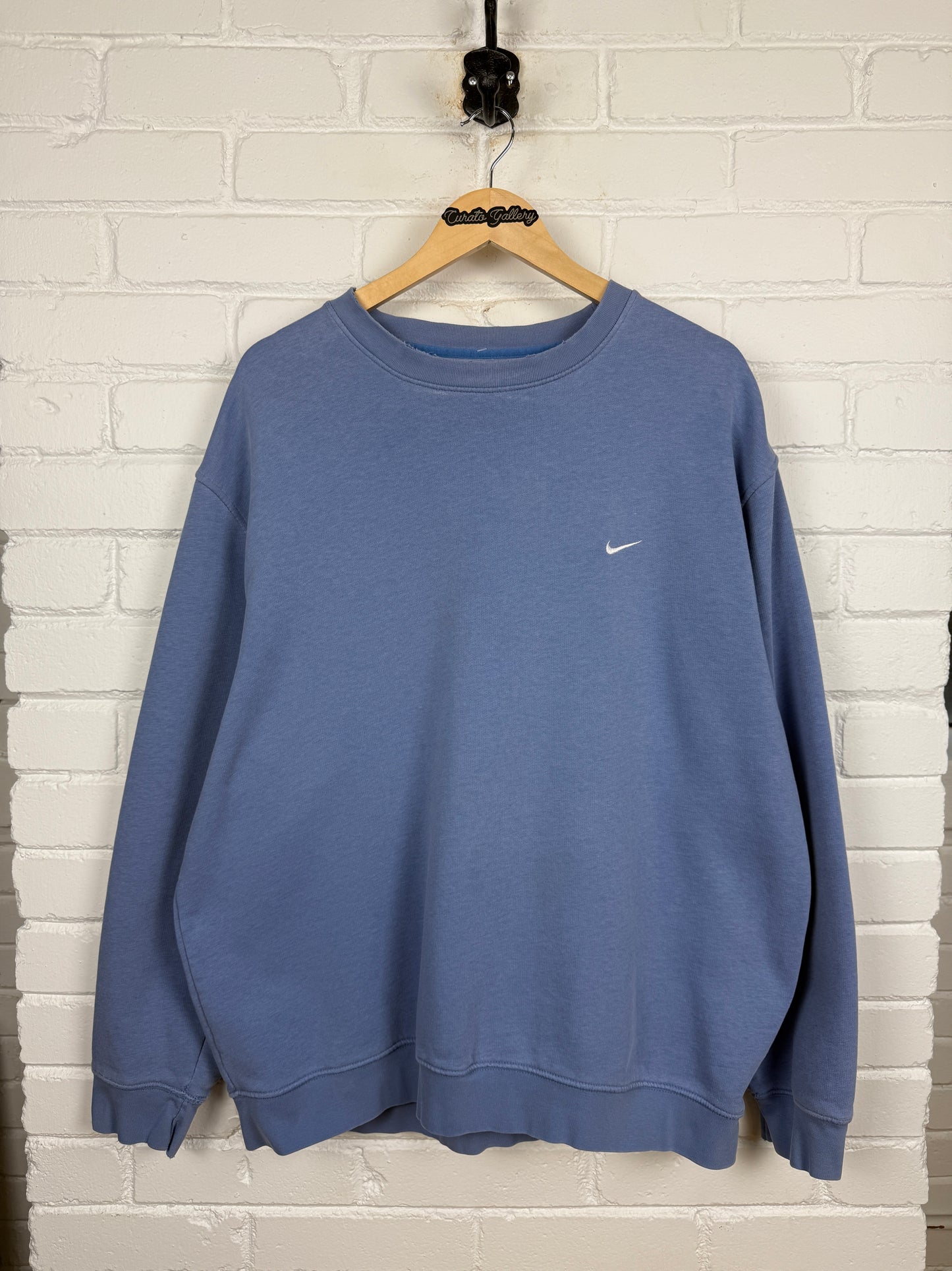 Vintage Y2K Nike Embroidered Mini Swoosh Crewneck Sweatshirt Size XXL Baby Blue