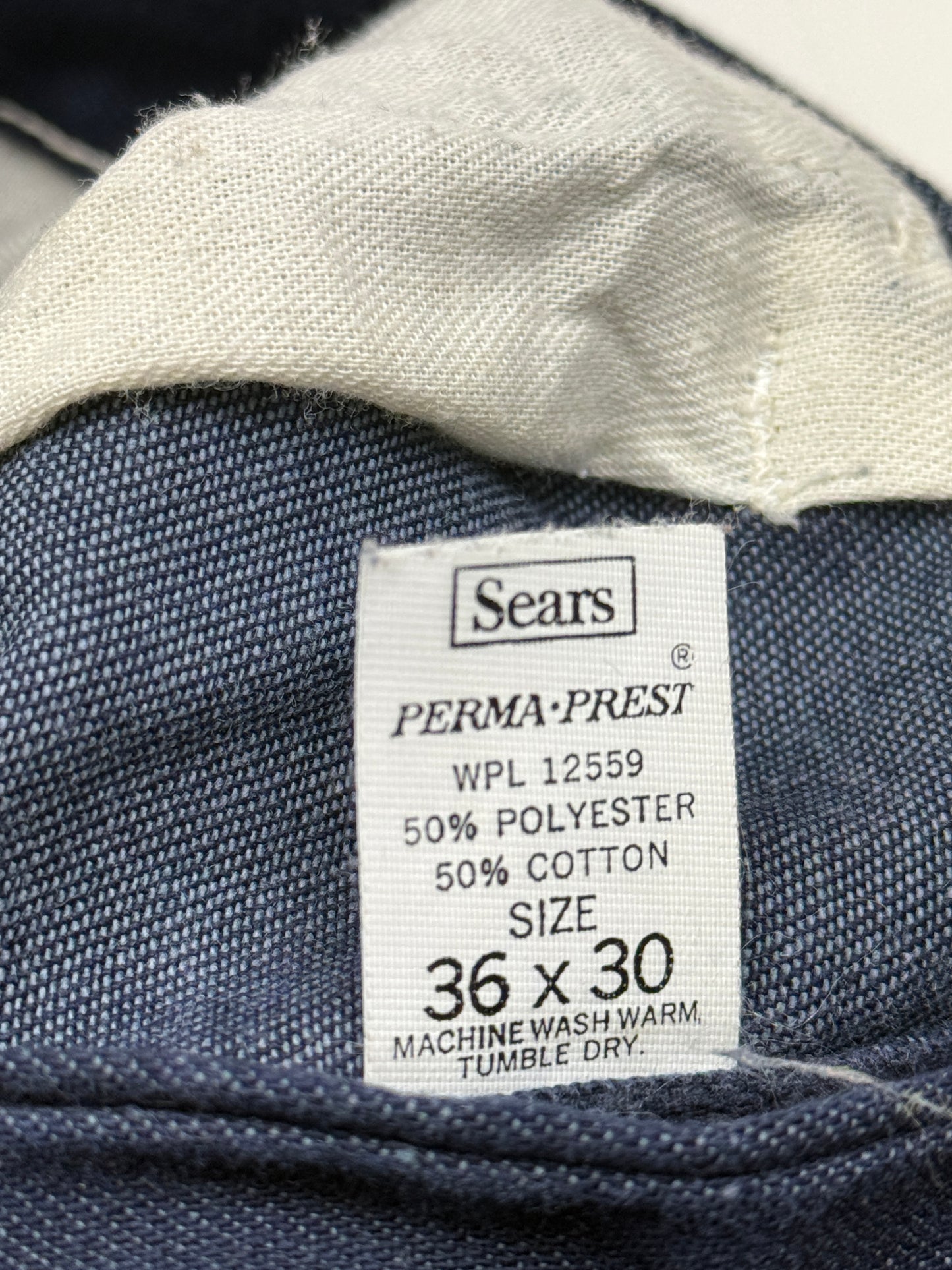 Vintage 60s/70s Sears Perma-Prest Carpenter Pants Denim Blue Jeans Size 35W