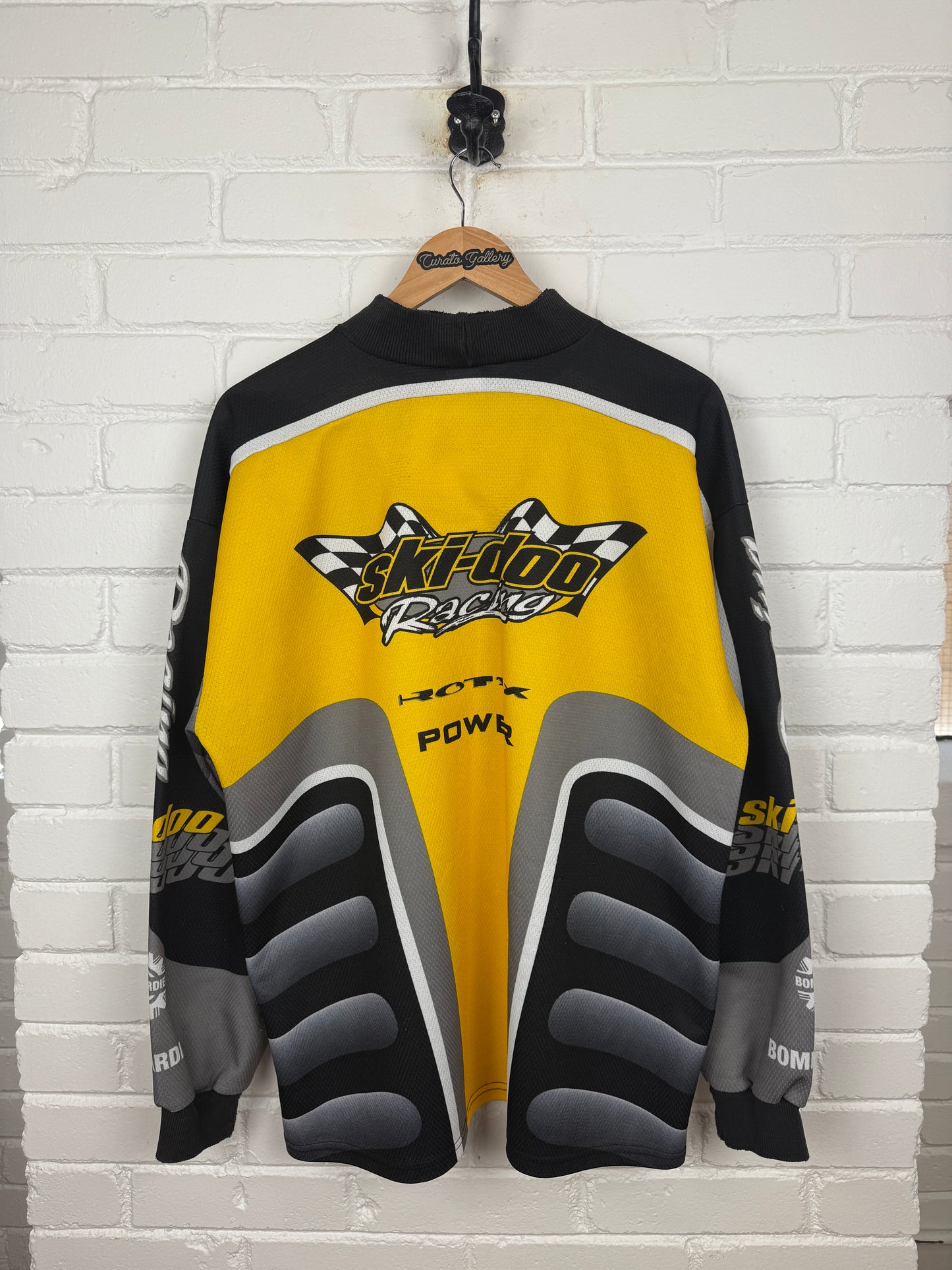 Vintage 90s Ski Doo Racing Rotax Power Snow Gear Jersey Size XL Yellow
