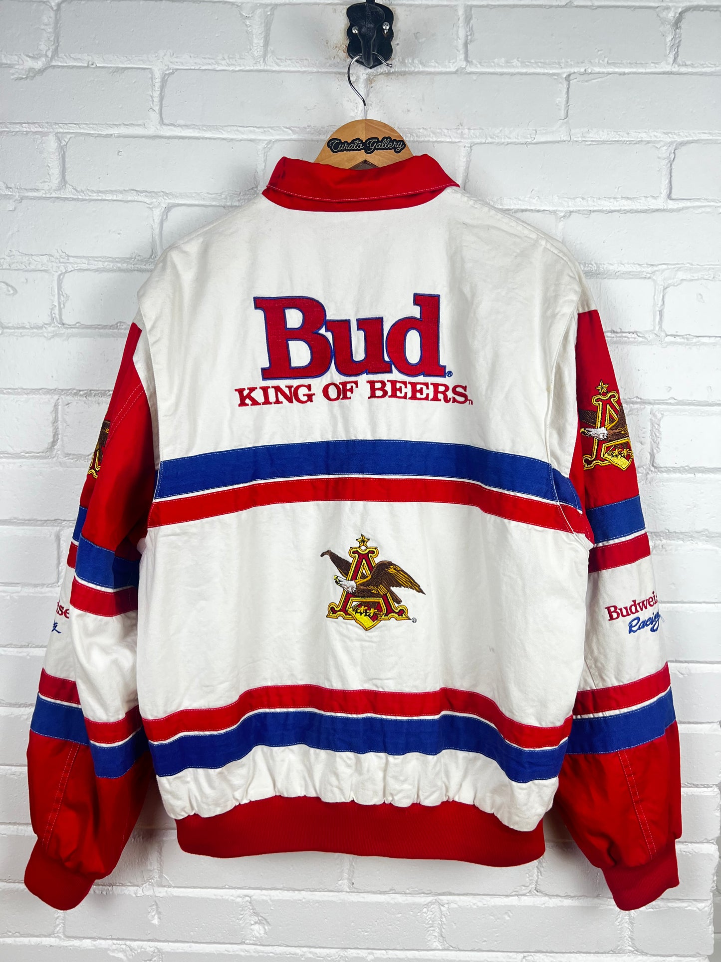 Vintage 90s Bill Elliott Budweiser Racing Embroidered Nascar Jacket Size XL