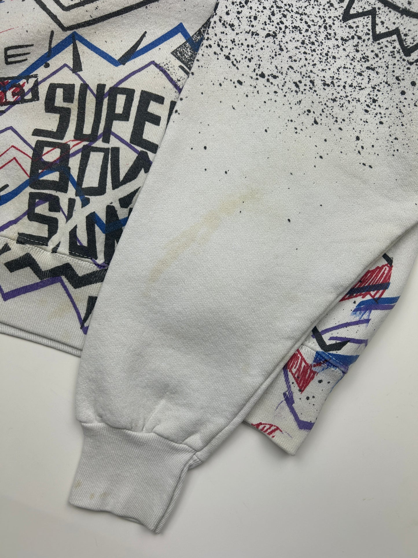 Vintage 1992 Super Bowl XXVI All Over Print NFL Football Sweatshirt Size L 90s