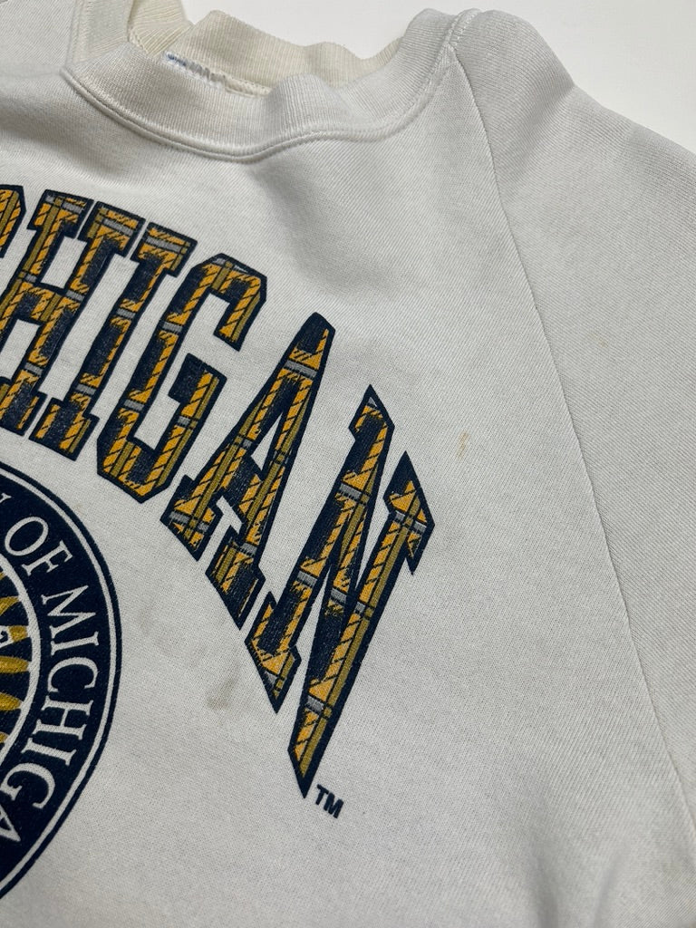 Vintage 80s/90s Michigan Wolverines Iniversity Crest Arc Spell Out Sweatshirt Size XL