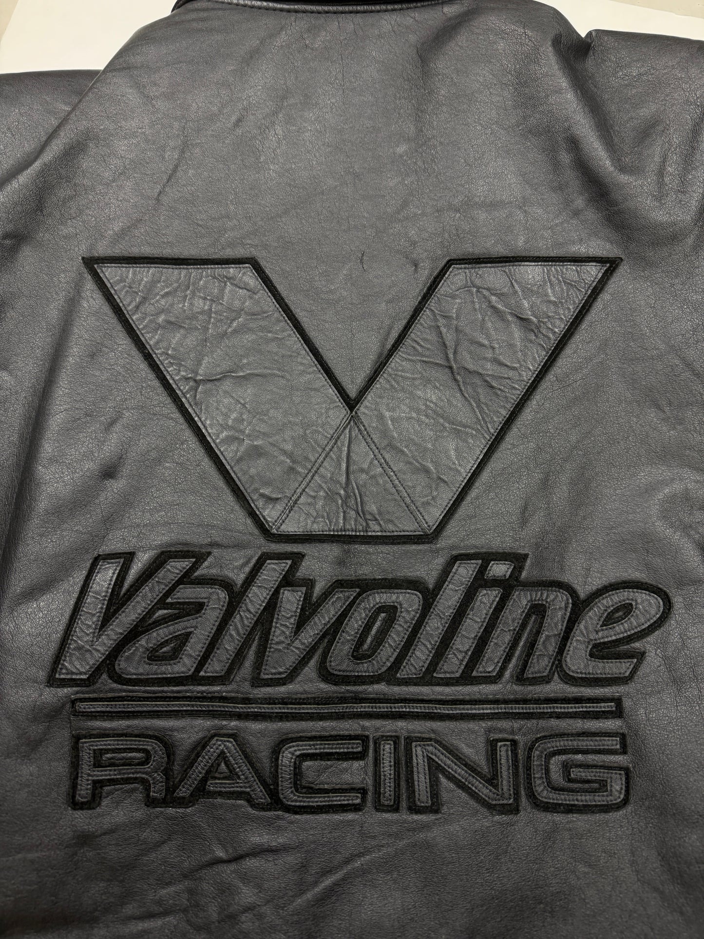 Vintage 90s Mark Martin Valvoline Racing Jeff Hamilton Leather Bomber Jacket Size L Black