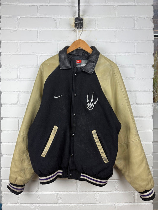Vintage Toronto Raptors Nike Team Stitched Leather Insulated Varsity Jacket Size L