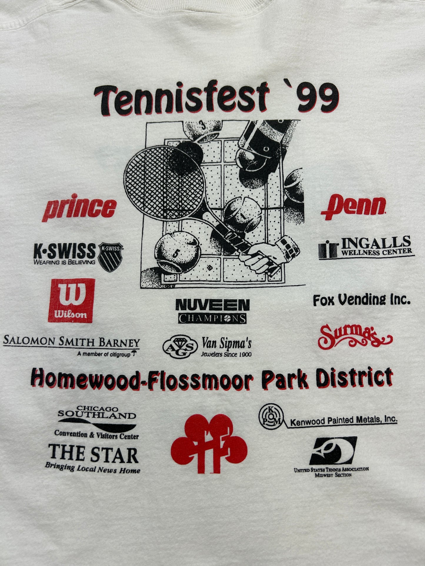 Vintage 1999 K Swiss Tennis Fest American Flag Promo T Shirt Size L 90s