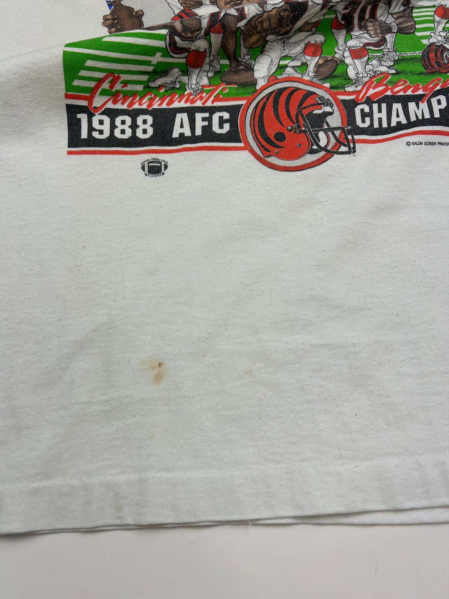 Vintage 1988 Cincinnati Bengals AFC Champs Super Bowl XXIII Salem Caricature T Shirt Size XL 80s