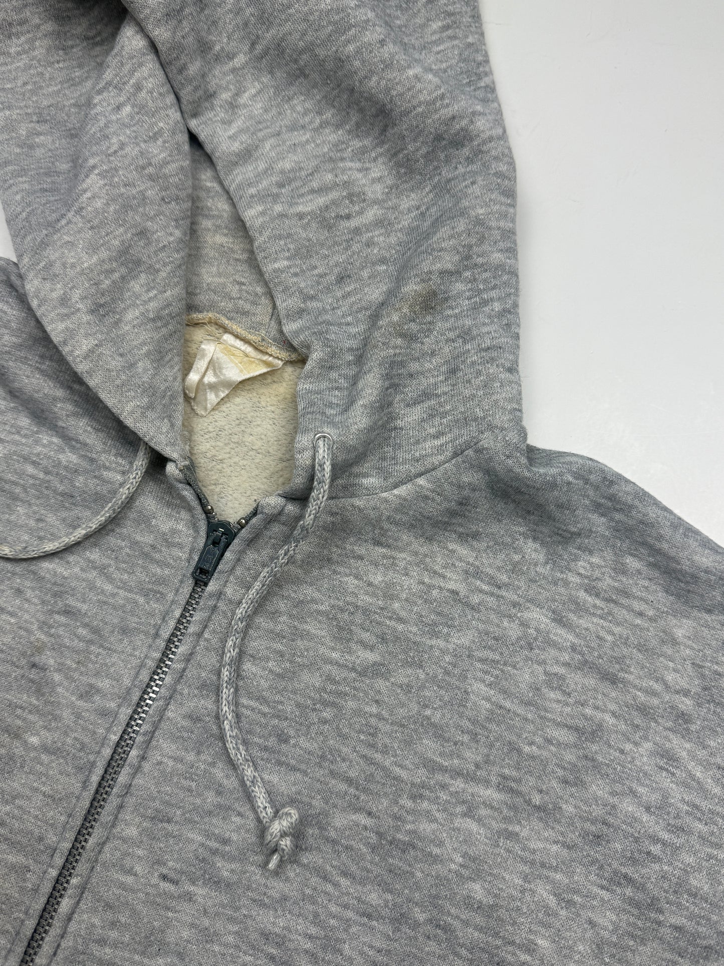 Vintage 80s Blank Heather Gray Cropped Boxy Hooded Sweatshirt Size L