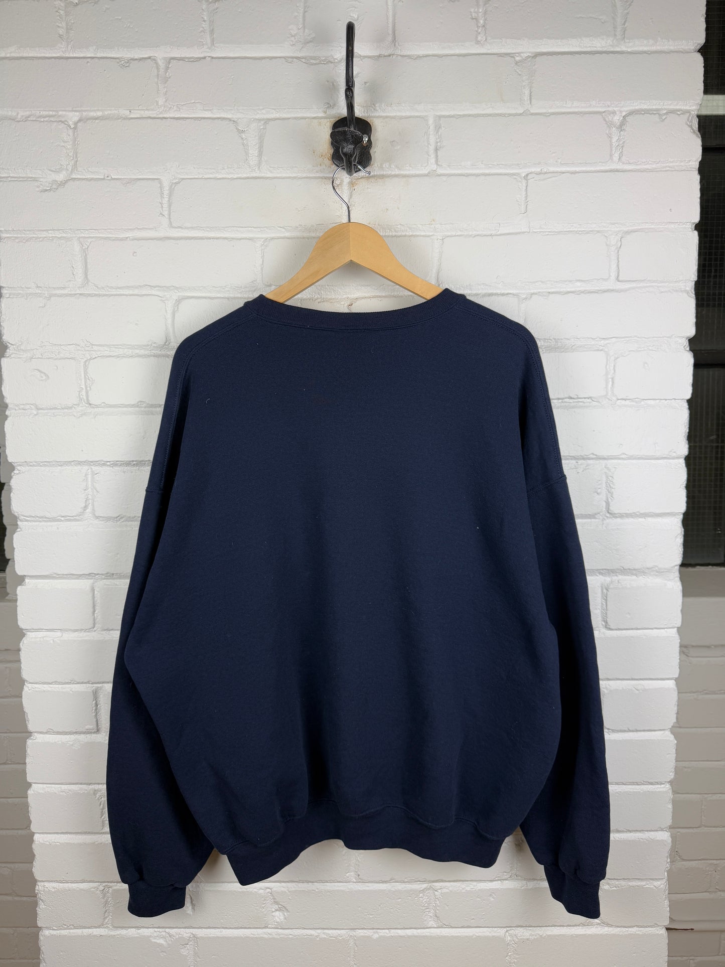 Russell Athletic Cropped Boxy Fit Blank Crewneck Sweatshirt Size XXL Navy Blue