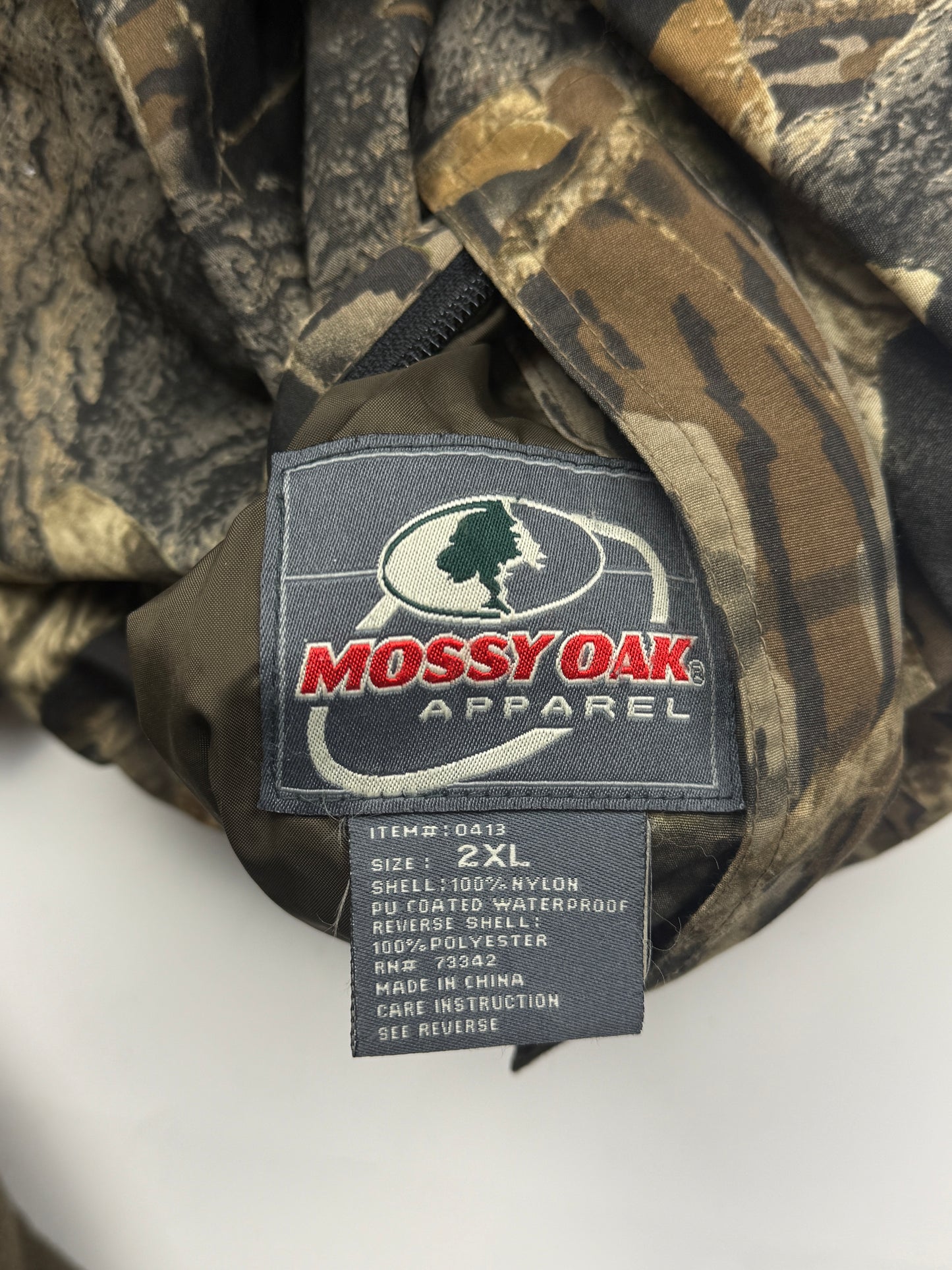 Vintage Mossy Oak Break Up Tree Camo Nylon Fleece Reversible Convertible Vest Jacket Size XXL