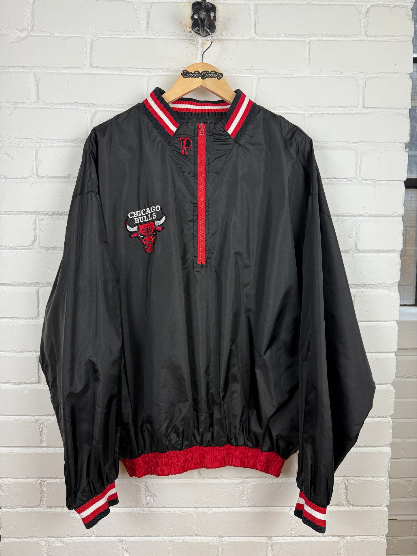 Vintage 90s Chicago Bulls NBA Pro Player Reversible 1/2 Zip Windbreaker Jacket Size XL