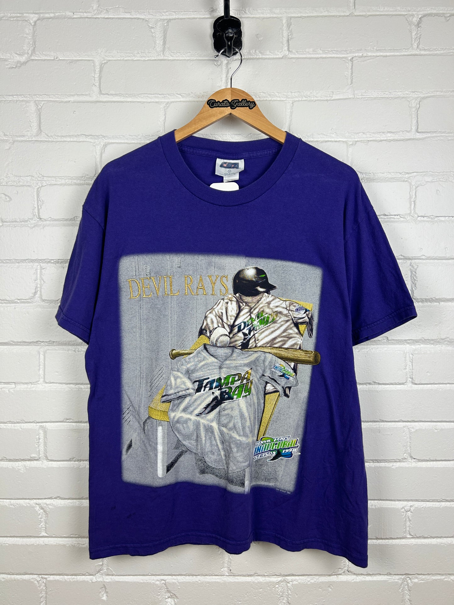 Vintage 1998 Tampa Bay Rays Inaugural Season MLB Equipment CSA T Shirt Size L 90s