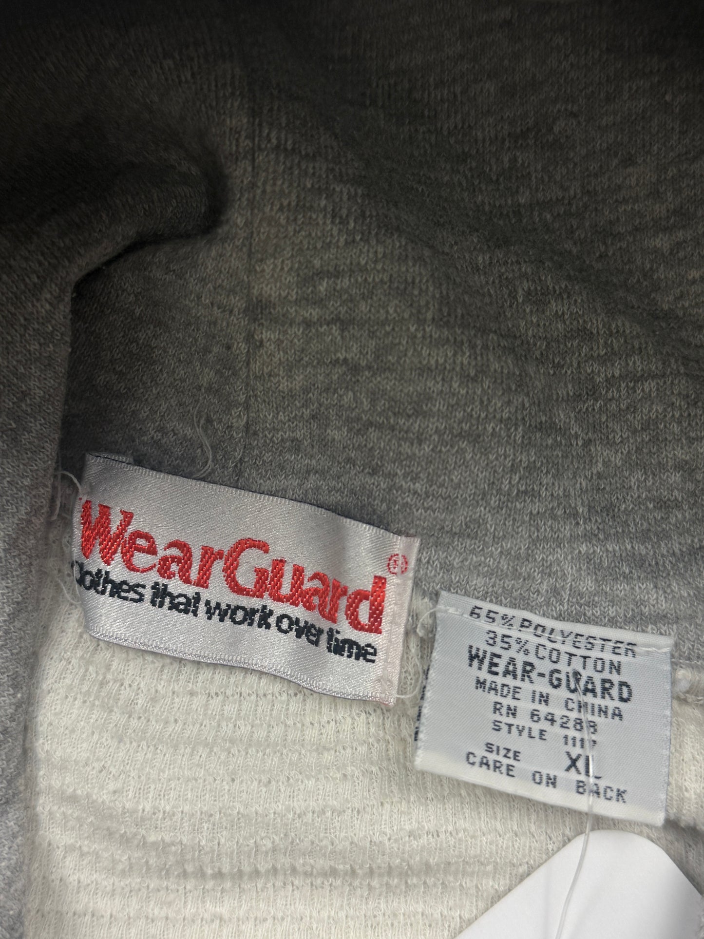 Vintage 80s Wear Guard Thermal Lined Blank Heather Gray Hooded Sweatshirt Size L