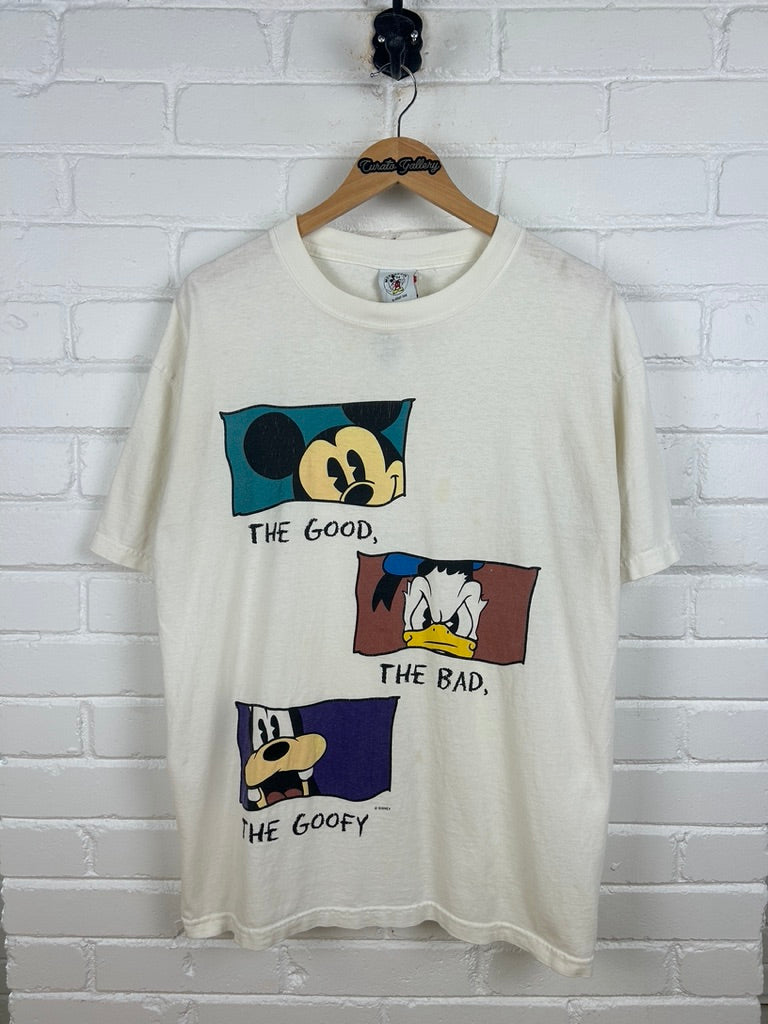 Vintage 90s Disney The Good The Bad The Goofy Mickey Donald Duck T Shirt Size L