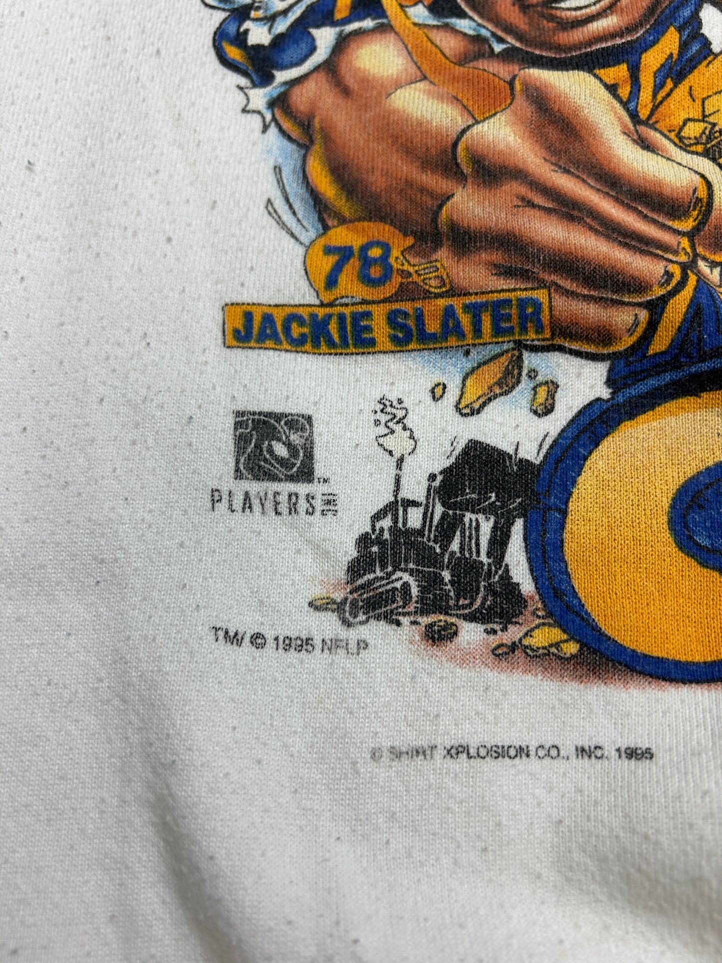 Vintage 1995 St Louis Rams Wrecking Crew Bettis Gilbert Caricature NFL Sweatshirt Size L 90s