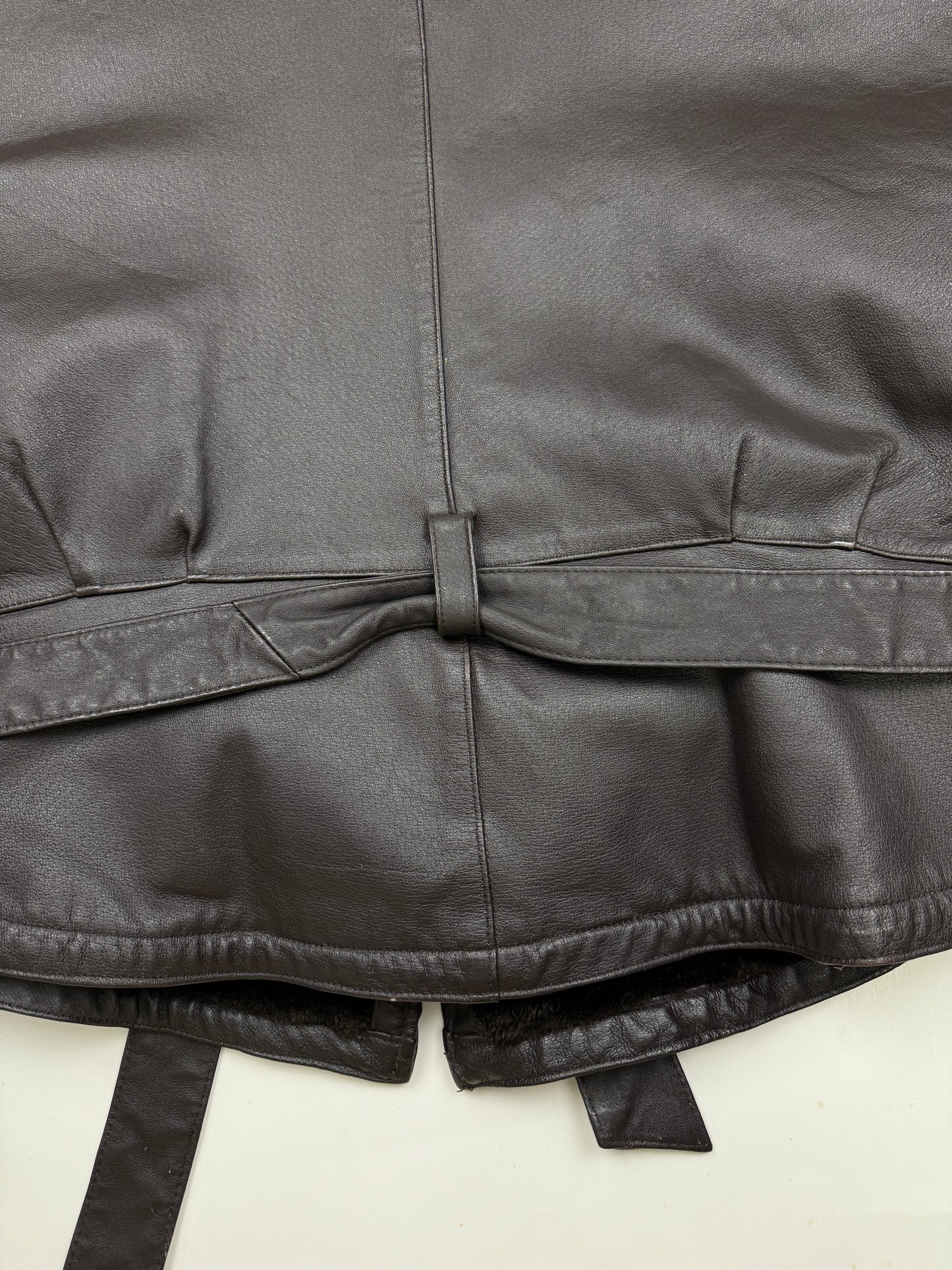 Vintage 90s Dimension Leather Faux Sherling Leather Bomber Jacket Size XL
