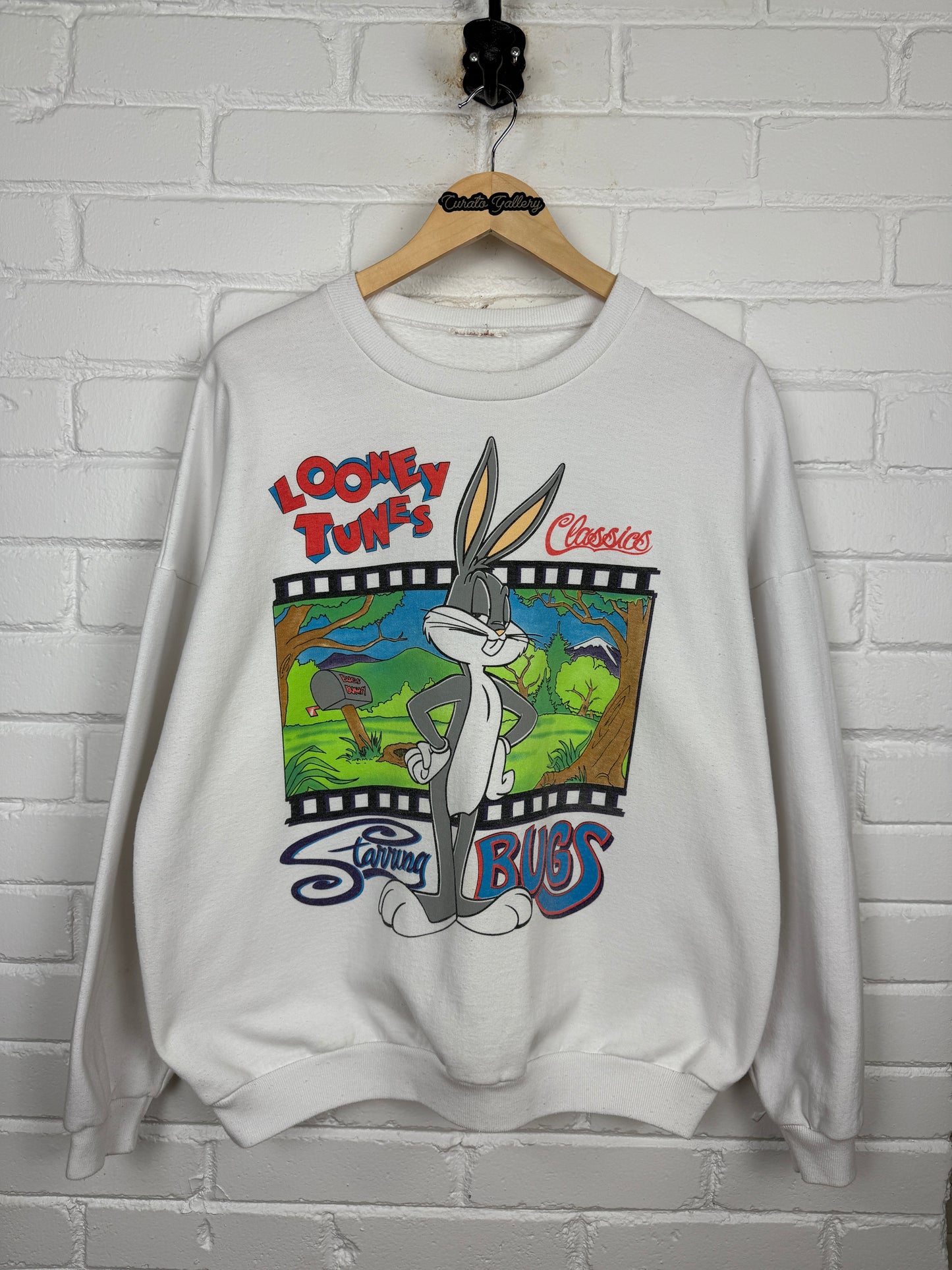 Vintage 90s Looney Tunes Classics Bugs Bunny Cartoon Film Sweatshirt Size XL