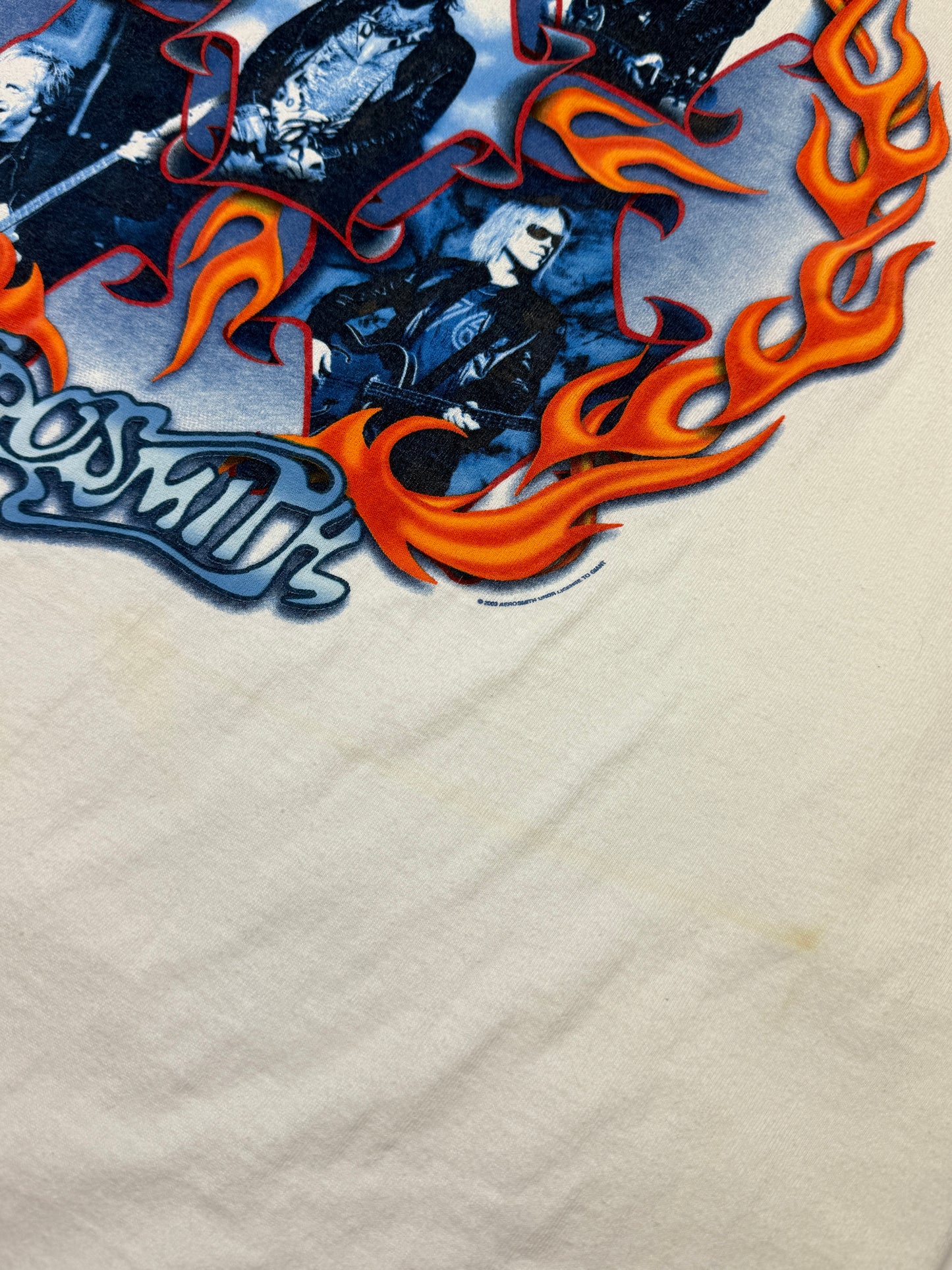 Vintage 2003 Aerosmith Rock And Roll Flames Tour Band T Shirt Size XL