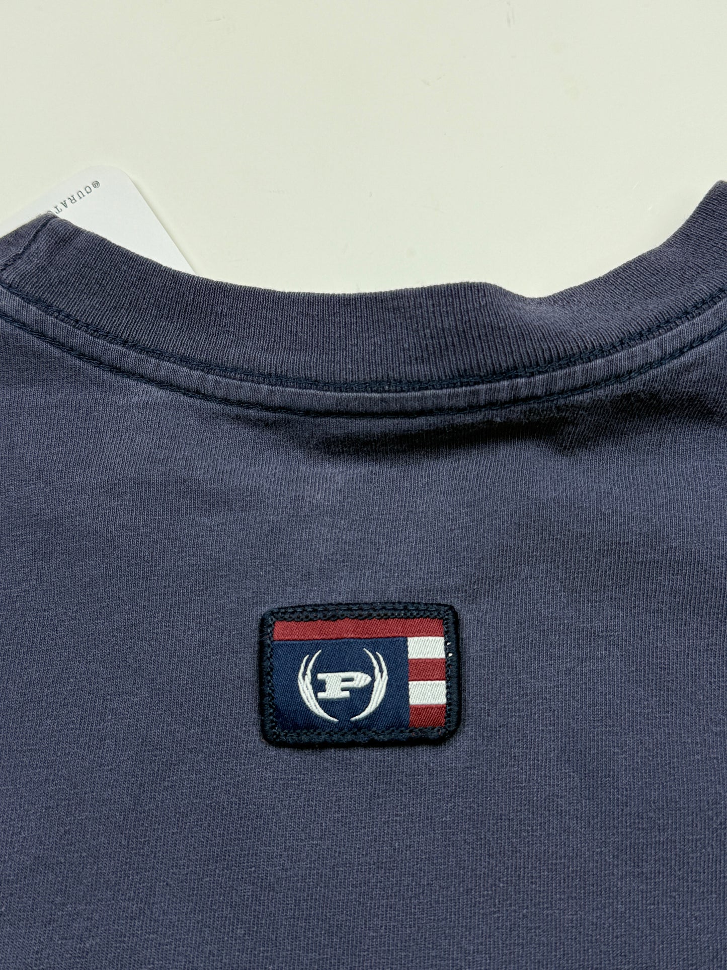 Vintage Y2K Phat Farm Big Logo Flag USA Graphic T Shirt Size L Navy Blue