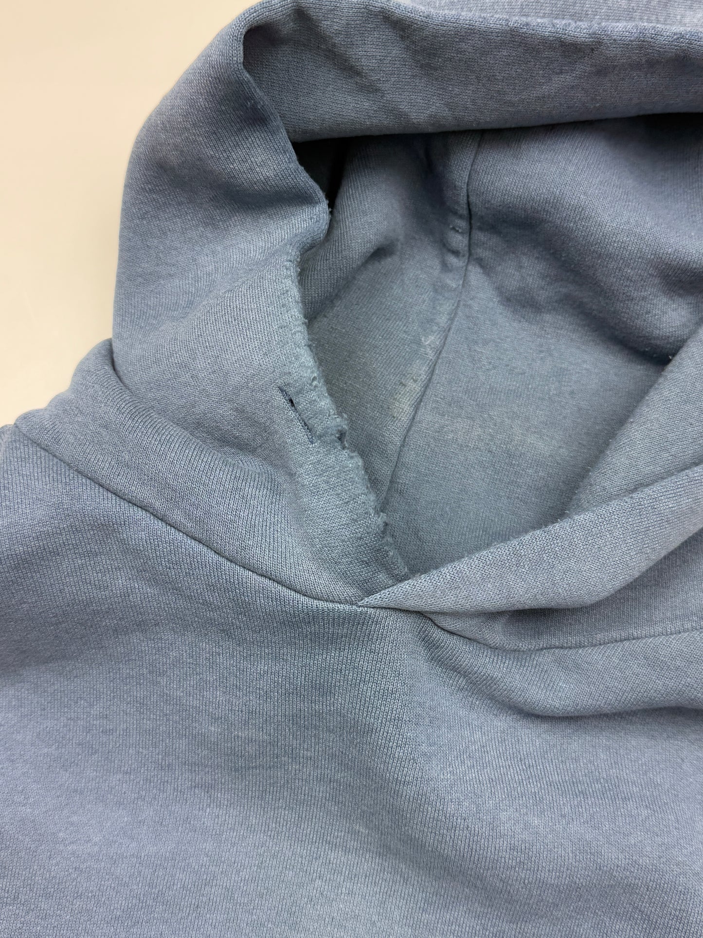Vintage Russell Athletic Cropped Boxy Fit Blank Hooded Sweatshirt Size XXL Powder Blue