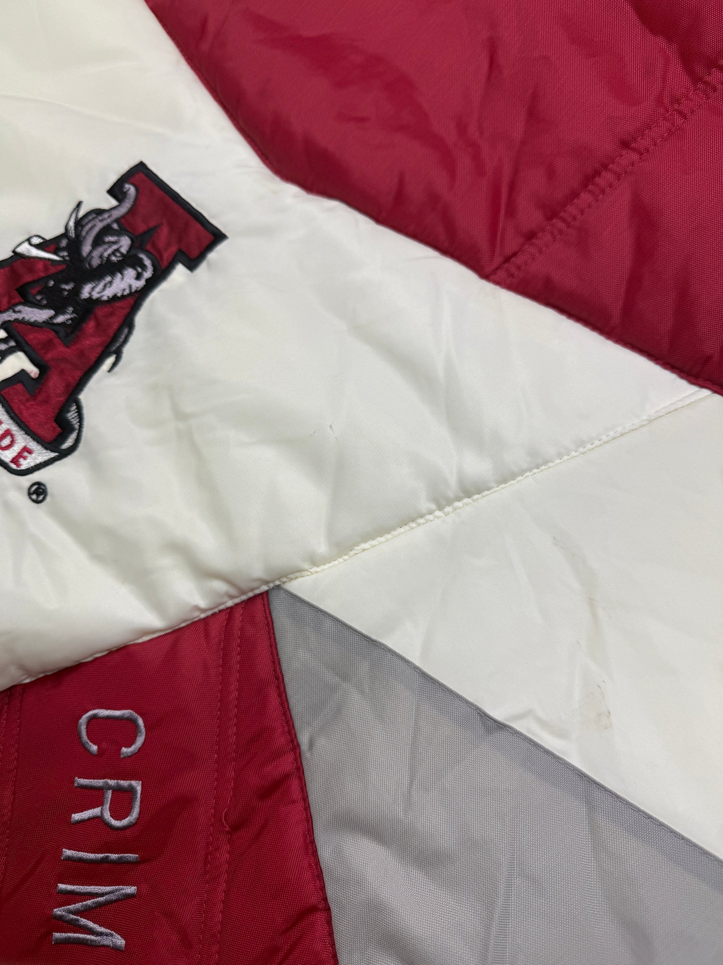 Vintage 90s Alabama Crimson Tide NCAA 1/2 Zip Insulated Pro Player Side Line Jacket Size XL