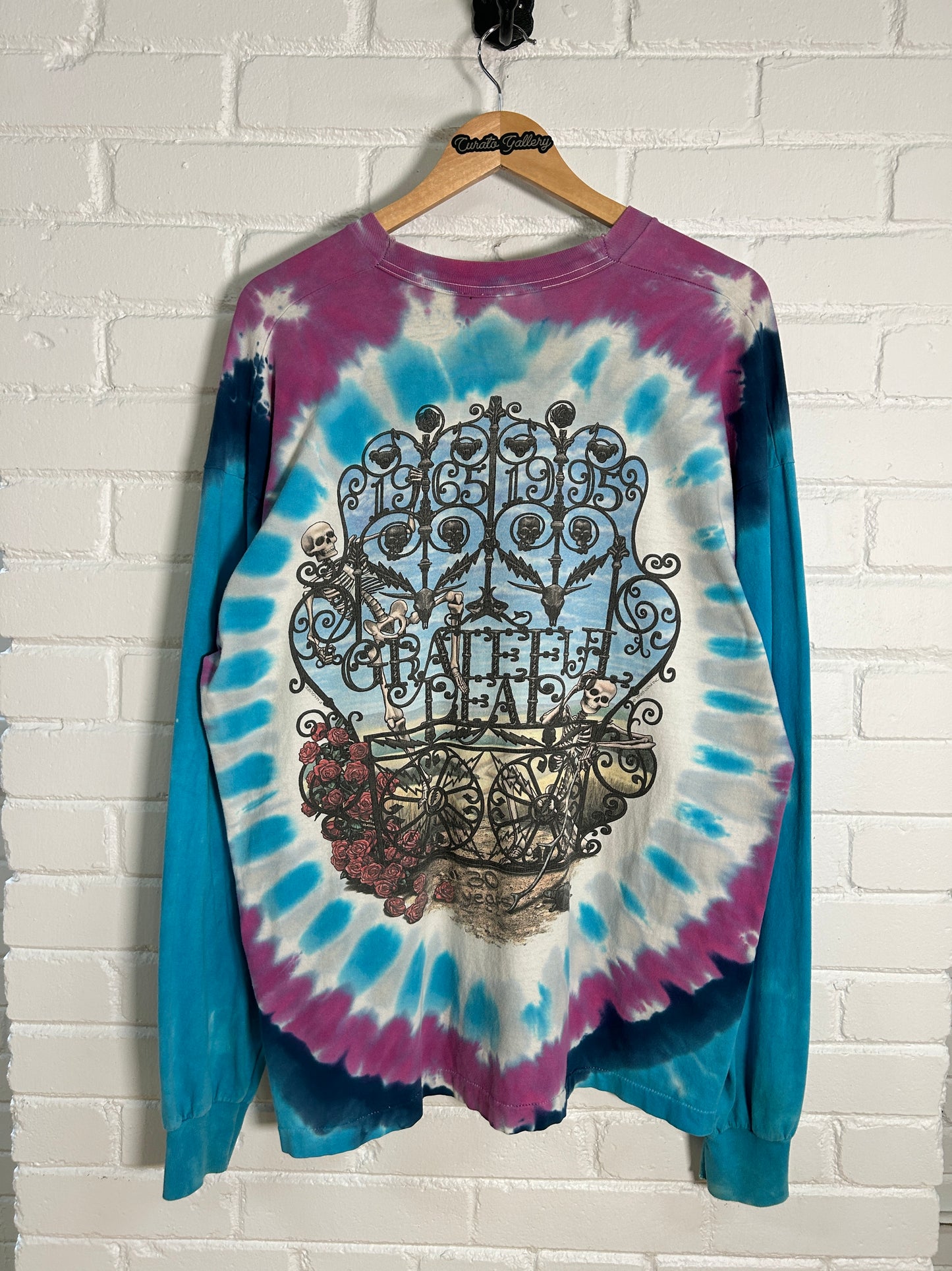 Vintage 1995 Grateful Dead 30 Years Skull Roses Tie-Dye Band Music Long Sleeve T-Shirt Size XL 90s
