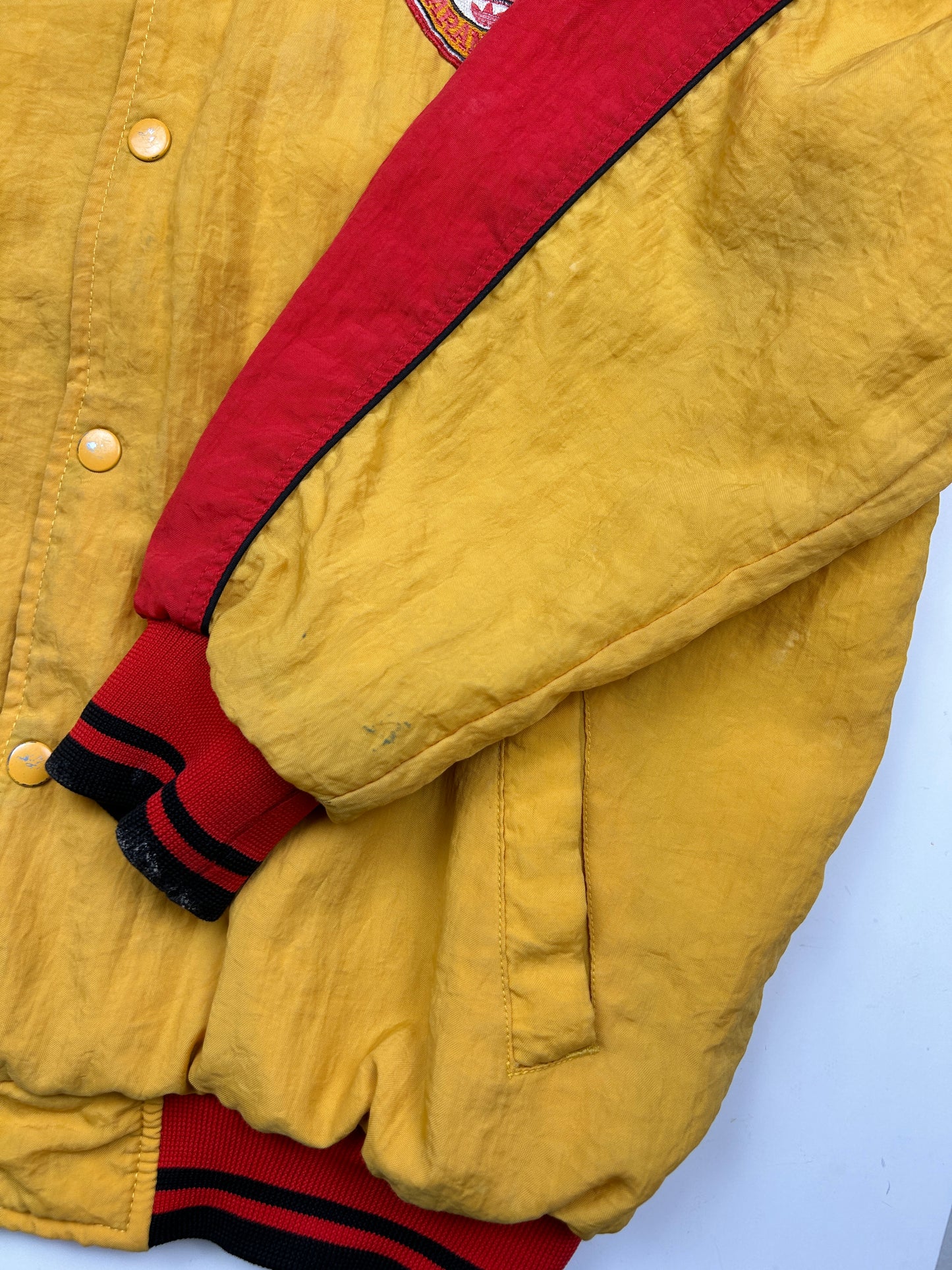 Vintage 80s Adidas Endurance Gurantee Tre Foil Two Tone Insulated Bomber Jacket Size XL
