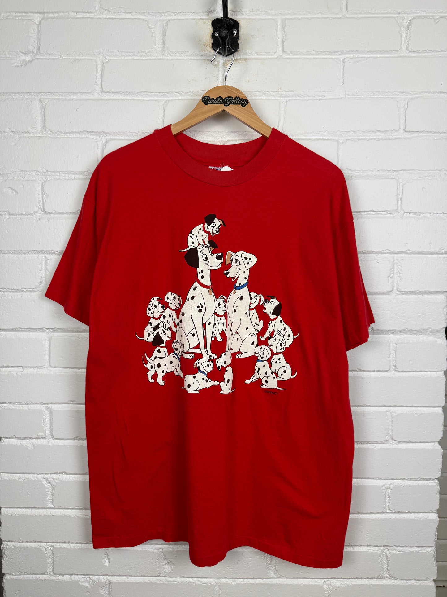 Vintage 90s 101 Dalmatians Disney Movie Promo Dog T Shirt Size XL Red