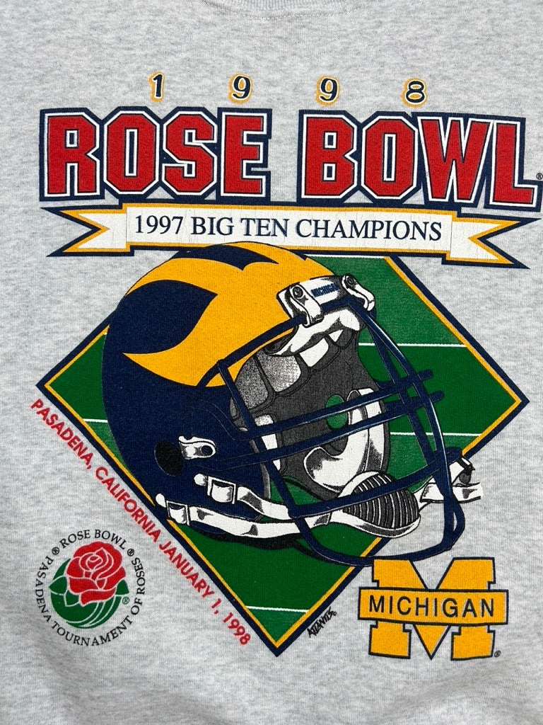 Vintage 1998 Michigan Wolverines Rose Bowl Big Ten Champs Football Sweatshirt Size XL 90s
